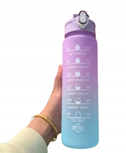 Bidon Butelka Hydrate Bidon motywacyjny ze słomką 750 ml fioletowy Pojemność 1000 ml