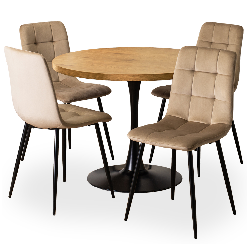 Stůl s židlemi Kulatý 100 cm Komplet do kuchyně Jídelny Obývací pokoj