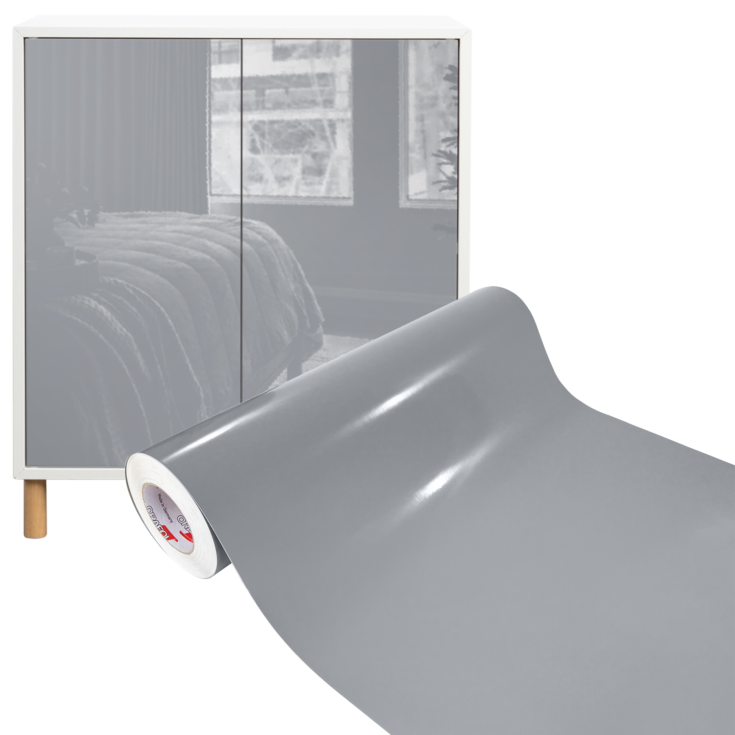 Samolepicí Pvc dýha Šířka 63 cm Samolepka na dveře Barva Šedá Lesk