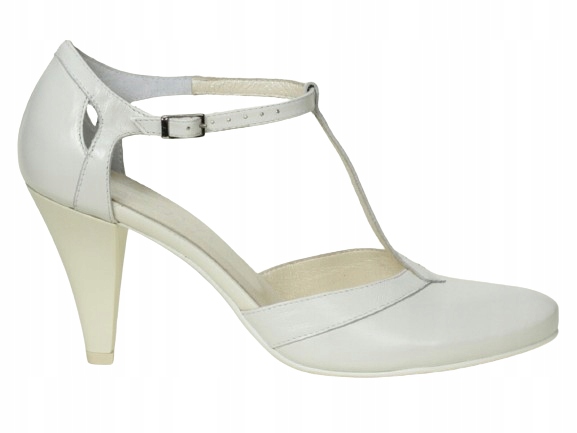 Ecru bílá elegantní klasické svatební kožené taneční lodičky Kotyl 40