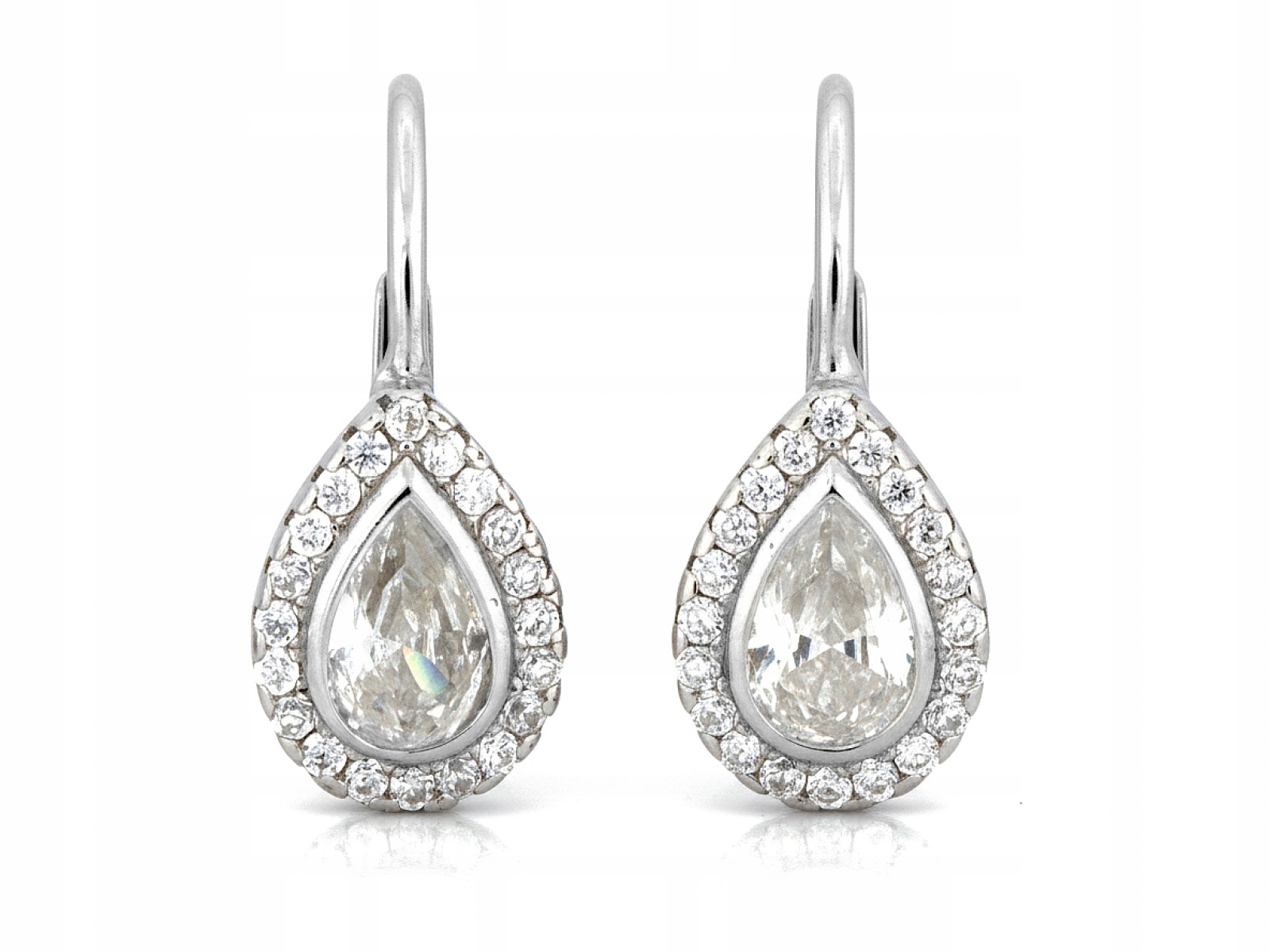 Náušnice ze stříbra 925 Kapky se zirkony, módní vzor jako dárek pro maminku