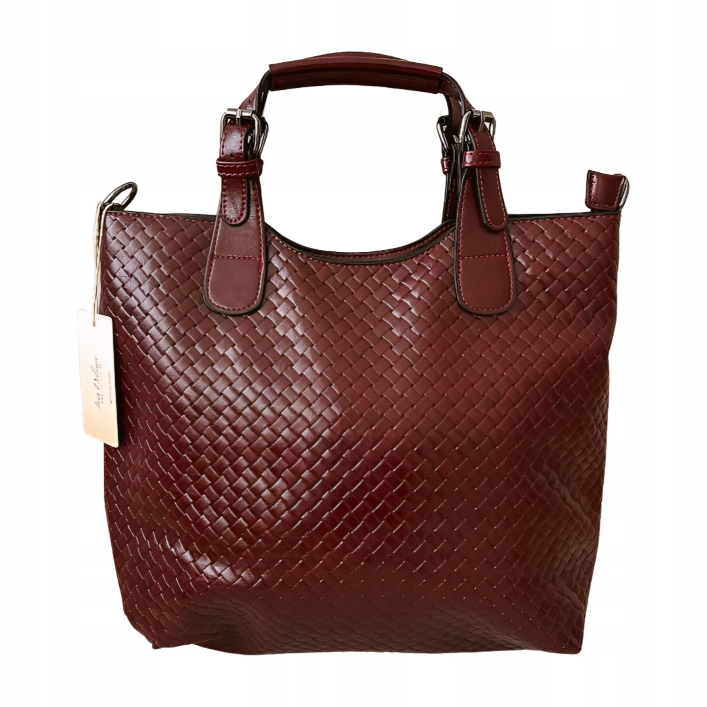 Ines Delaure kabelka shopper vínová pletená