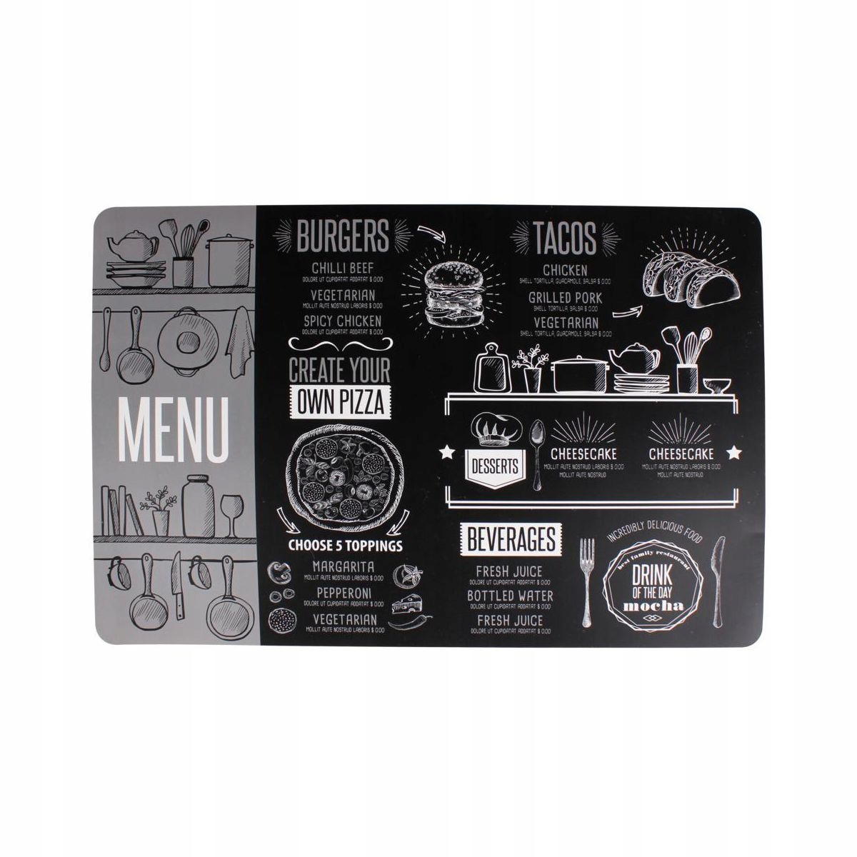 

Podkładka Mata Na Stół 43x28 Tacos Menu