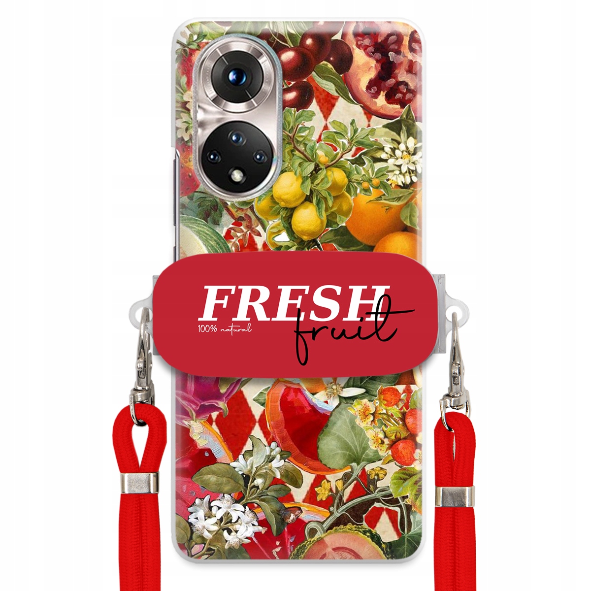 Pouzdro pro Huawei Nova 9 Červené Crossbody vodítko Držák Fresh Fruit Ovoce