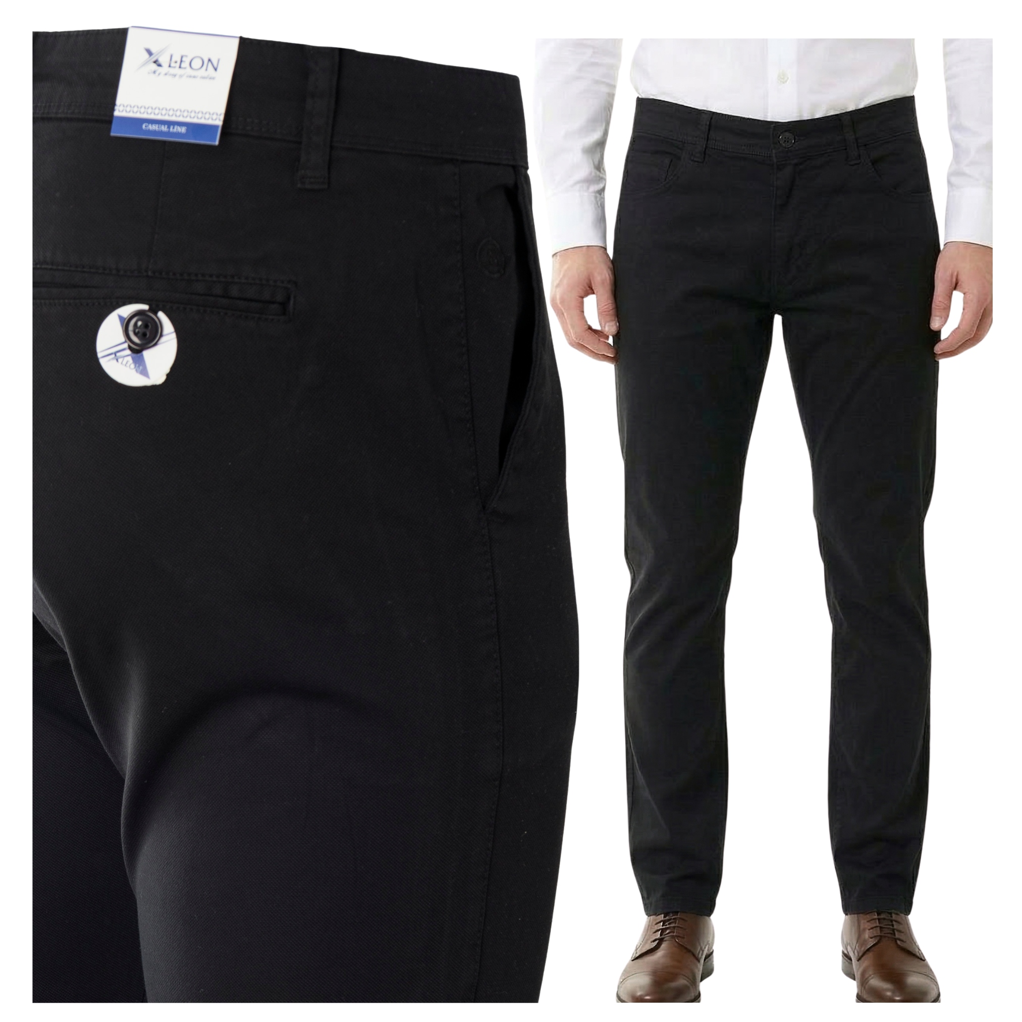 Spodnie Materiałowe czarne Gładkie Klasyczne wiosna W32