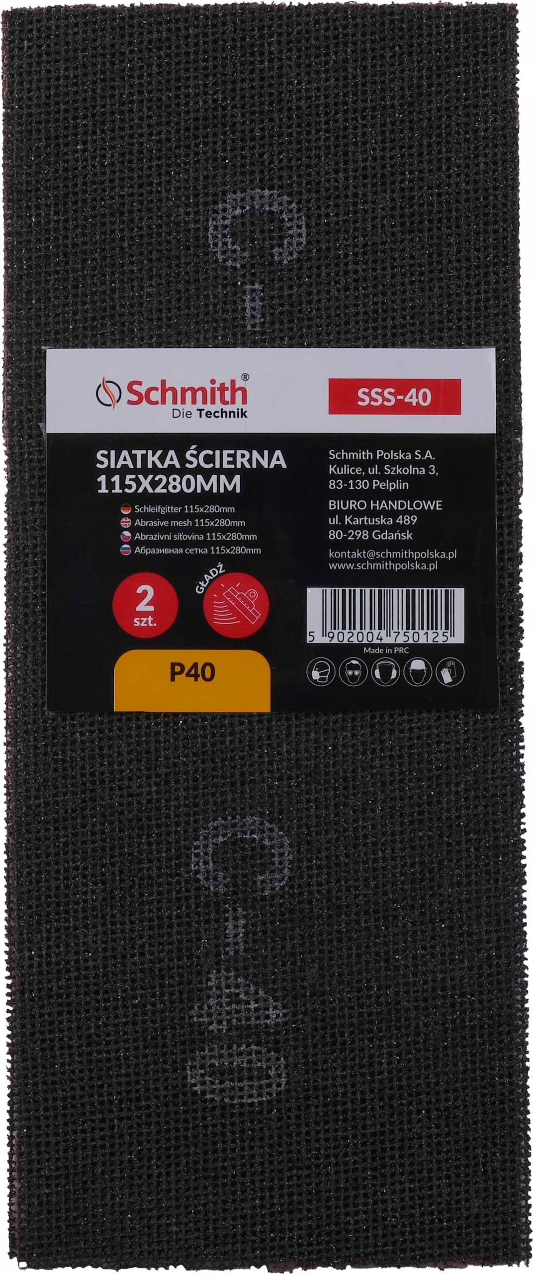 SCHMITH SIATKA ŚCIERNA 115X280MM P40 2 SZT