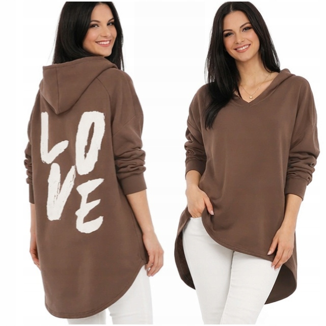 Moda Fresca F525 Love dresowa Bluza oversize z kapturem