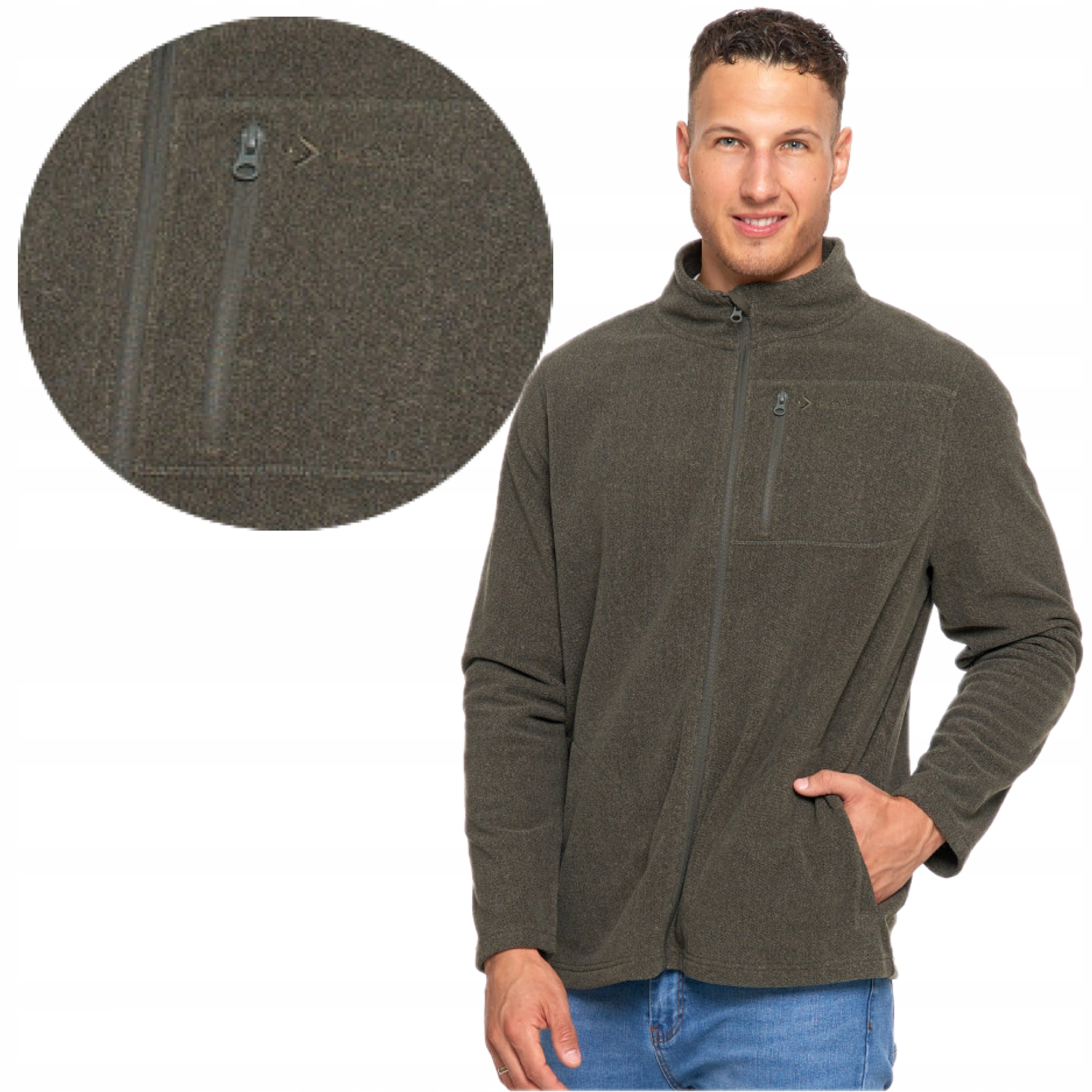 Fleecová Mikina Pánský S Kapsami Na Zip Silný Módní Teplý Moraj 3XL