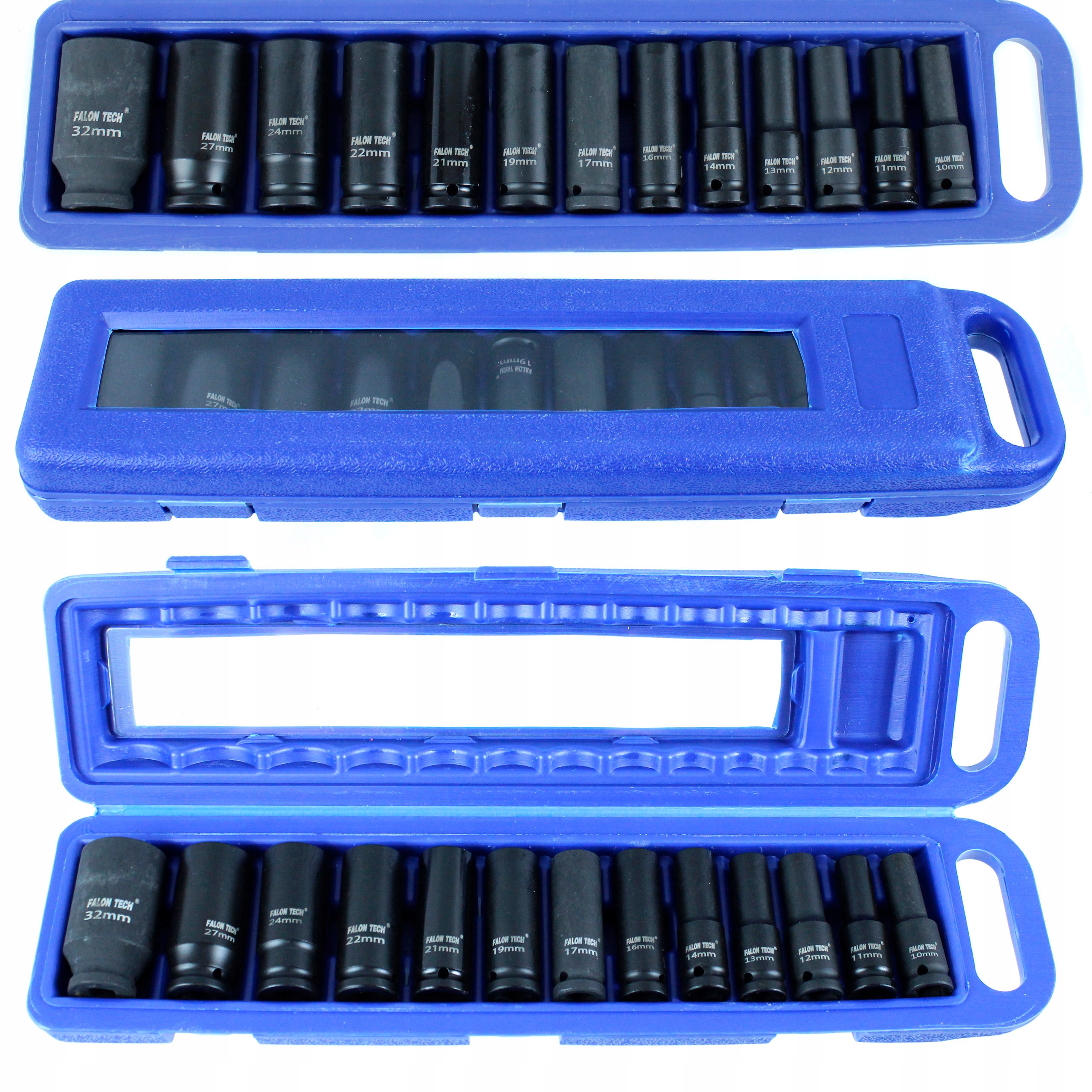 Nárazové Nástavce 1/2'' Dlouhé Sada 10-32 MM 13 Ks