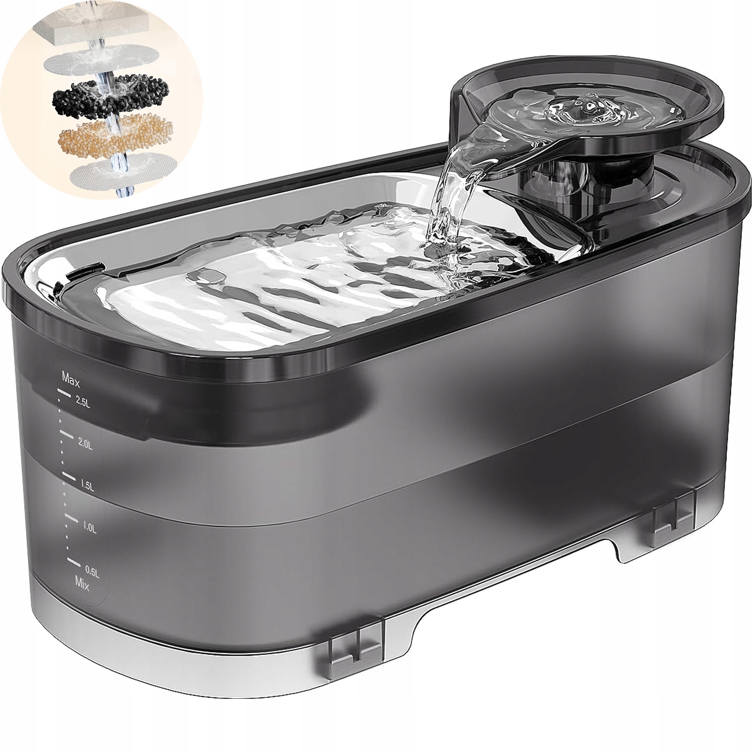 Levně Napáječka pro kočky a psy, miska s automatickým filtrem napajedla