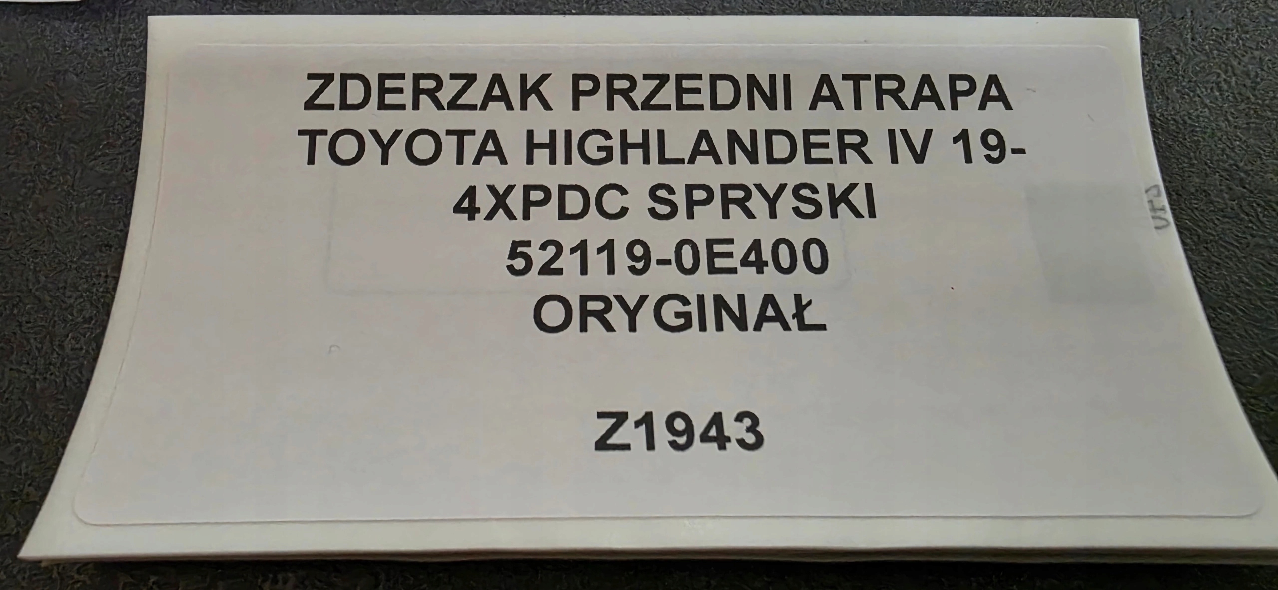 front bumper grille TOYOTA HIGHLANDER IV 19- 4XPDC washers 52119-0E400