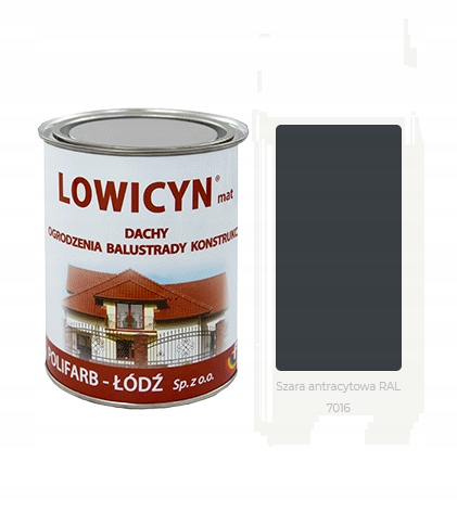 LOWICYN 10l dach ocynk SZARY ANTRACYT R 7016 Mat
