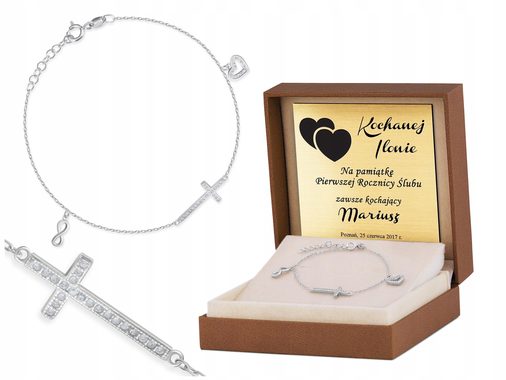 

Bransoletka Srebrna 925 Krzyż Grawer YB131