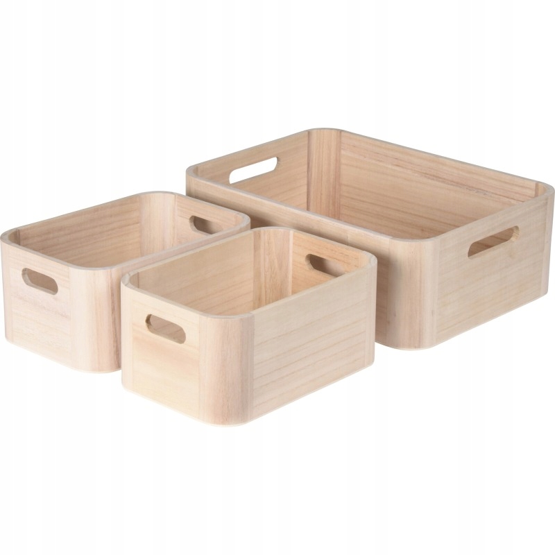 Sada dřevěných úložných boxů Excellent KO-KR8000160 3 ks přírodní