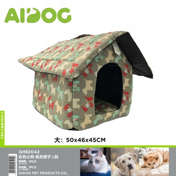 Levně Barevný pejsek – místo na spaní ve tvaru domečku
