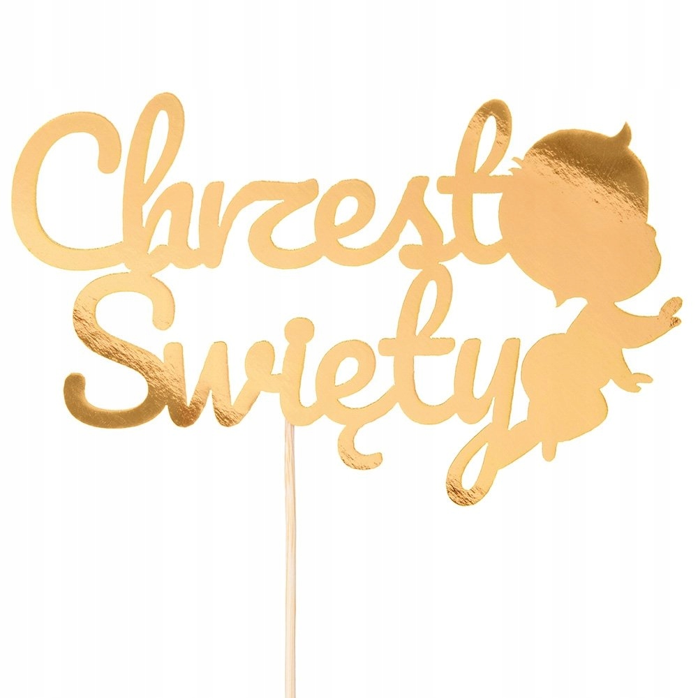 

Topper Chrzest Święty Bobas Złoty tort Dekoracja