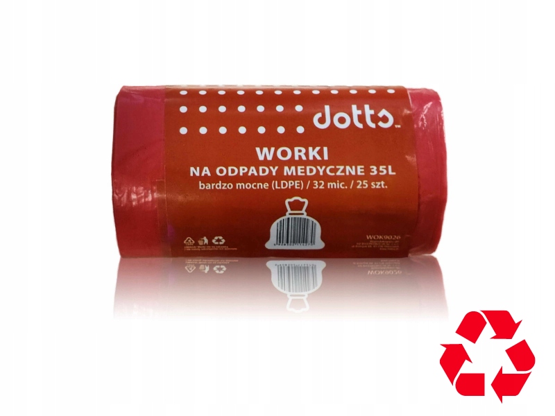 Worki na odpady MEDYCZNE 35l 25szt., DOTTS, bardzo mocne (LDPE), 32mic czer Marka inny