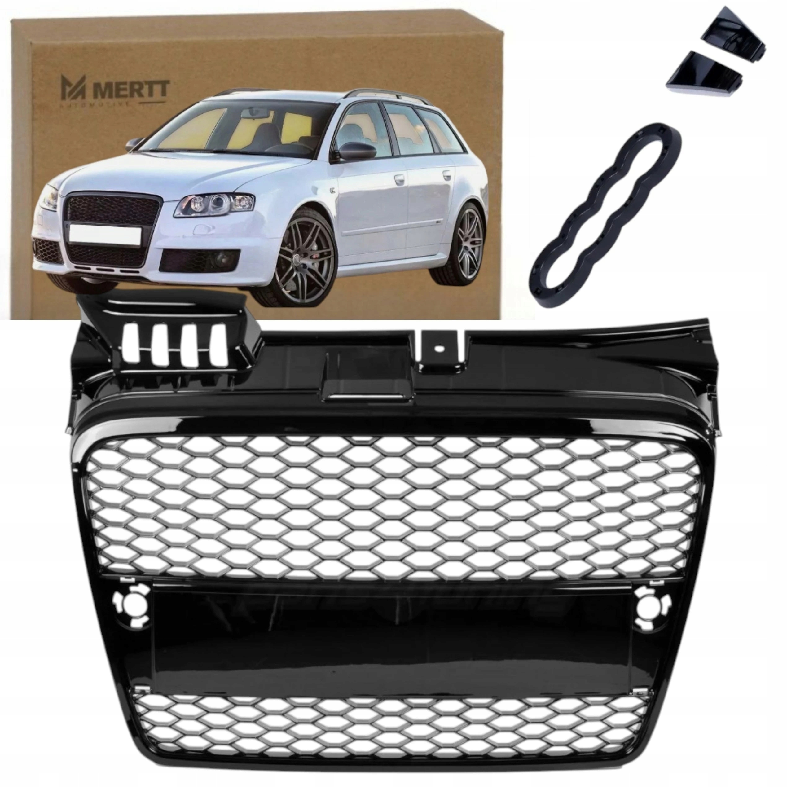 Atrapa nárazníku grilu Audi A4 B7 04-07 medová plástev Černý Lesk Rs Look