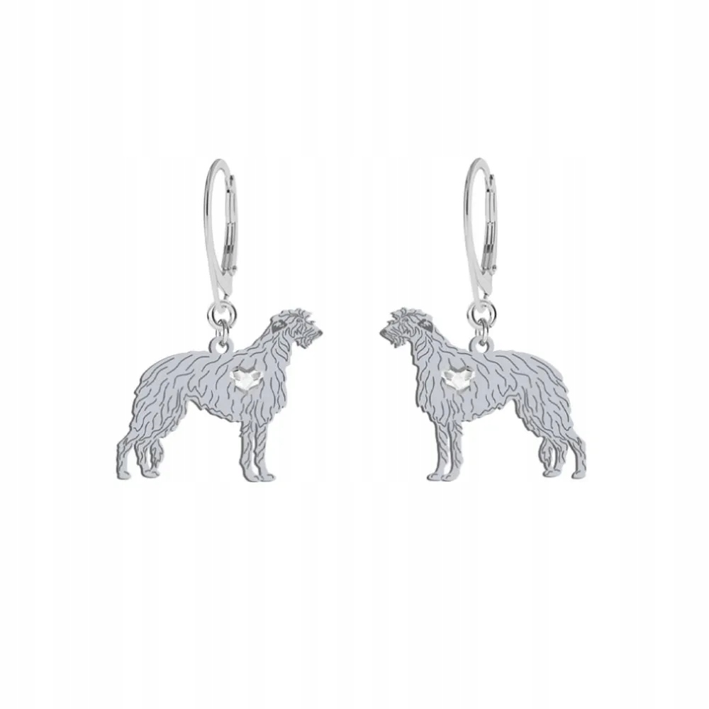 Stříbrné Náušnice se psem Skotský chrt 925 Šperky Dárek Gravírování Bonus