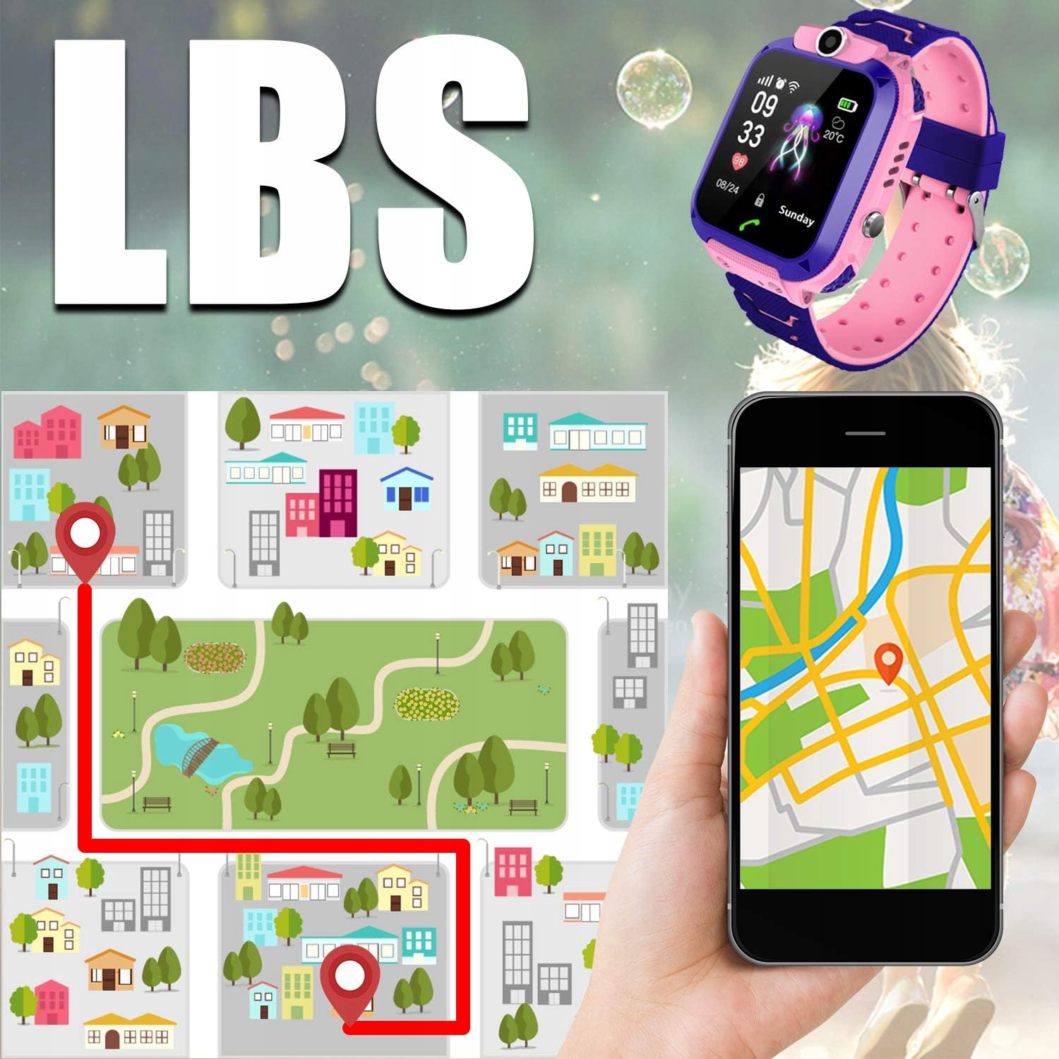 IP67 SMARTWATCH DLA DZIECI GŁOS 1.44" DOTYKOWY LBS Złącza USB typ A