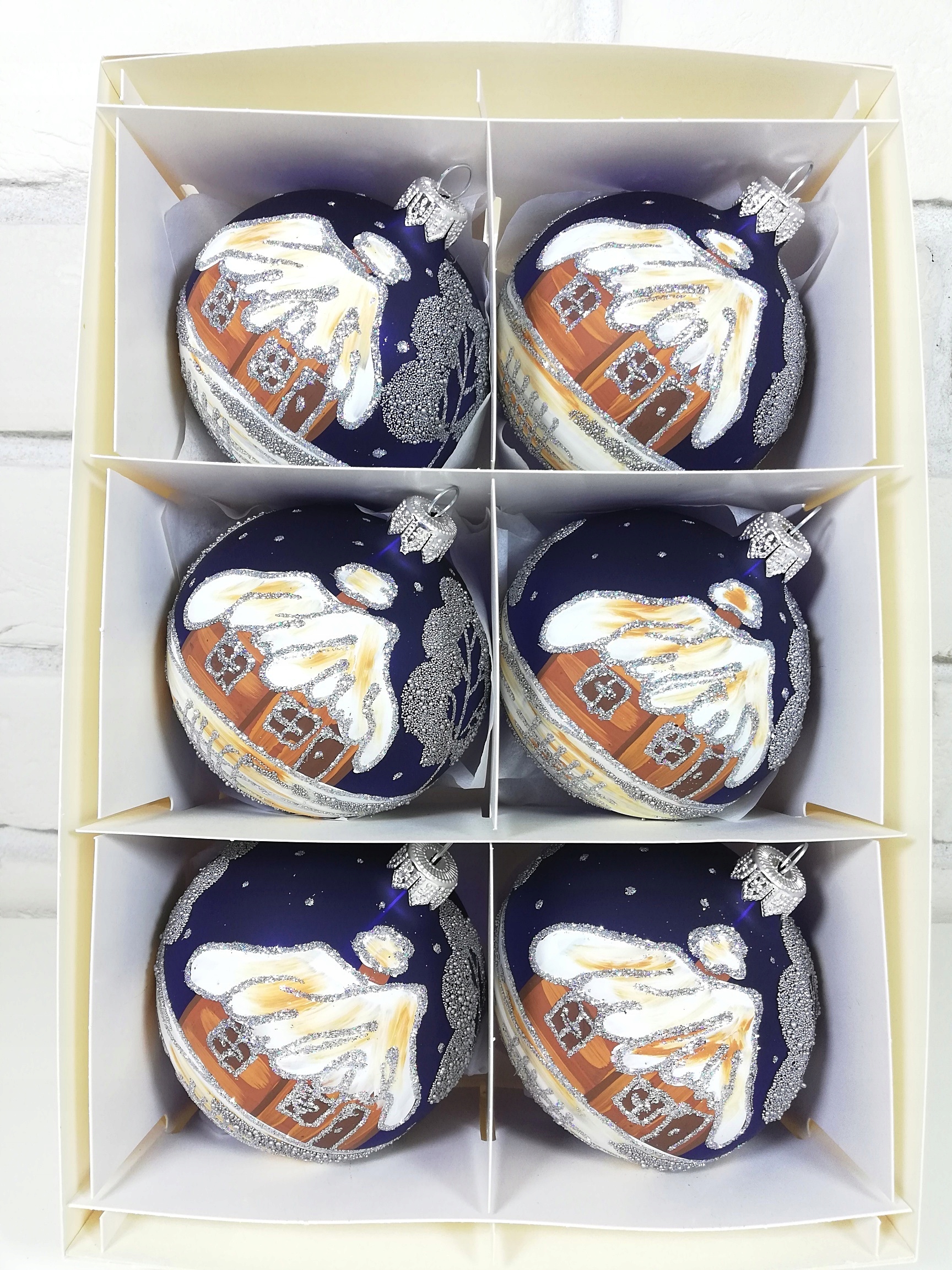 BOMBKI CHOINKOWE SZKLANE RĘCZNIE MALOWANE 8 cm.