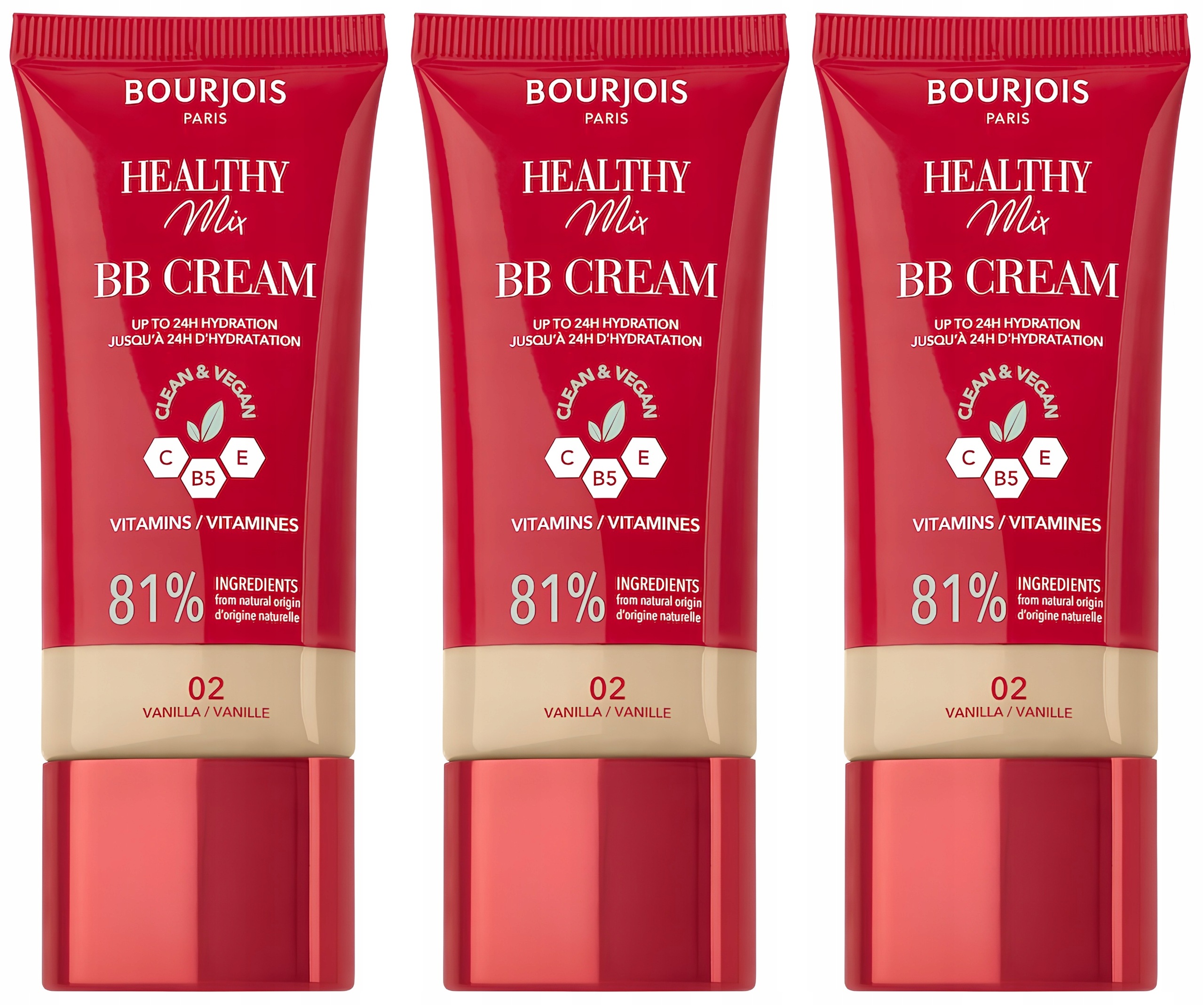 3x Healthy Mix Bb krém s vitamíny C E B5 02 Vanilla Plné krytí Bourjois