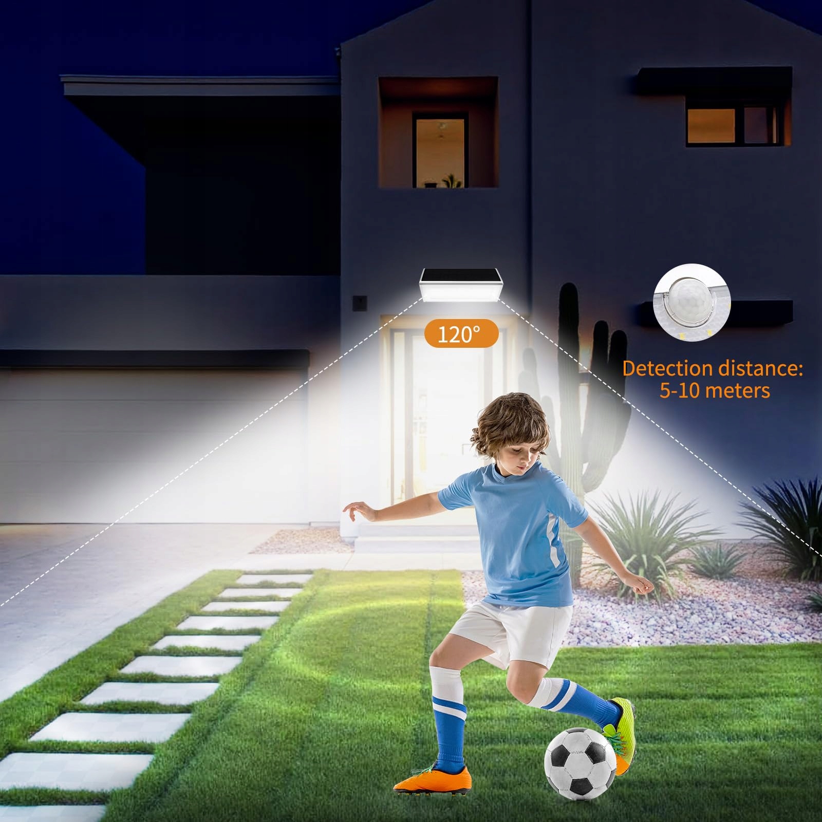 Lampa Solarna LED Z Czujnikiem Ruchu Super Jasna Ogrodowa IP65 SUNFUCAN — miniatura 6