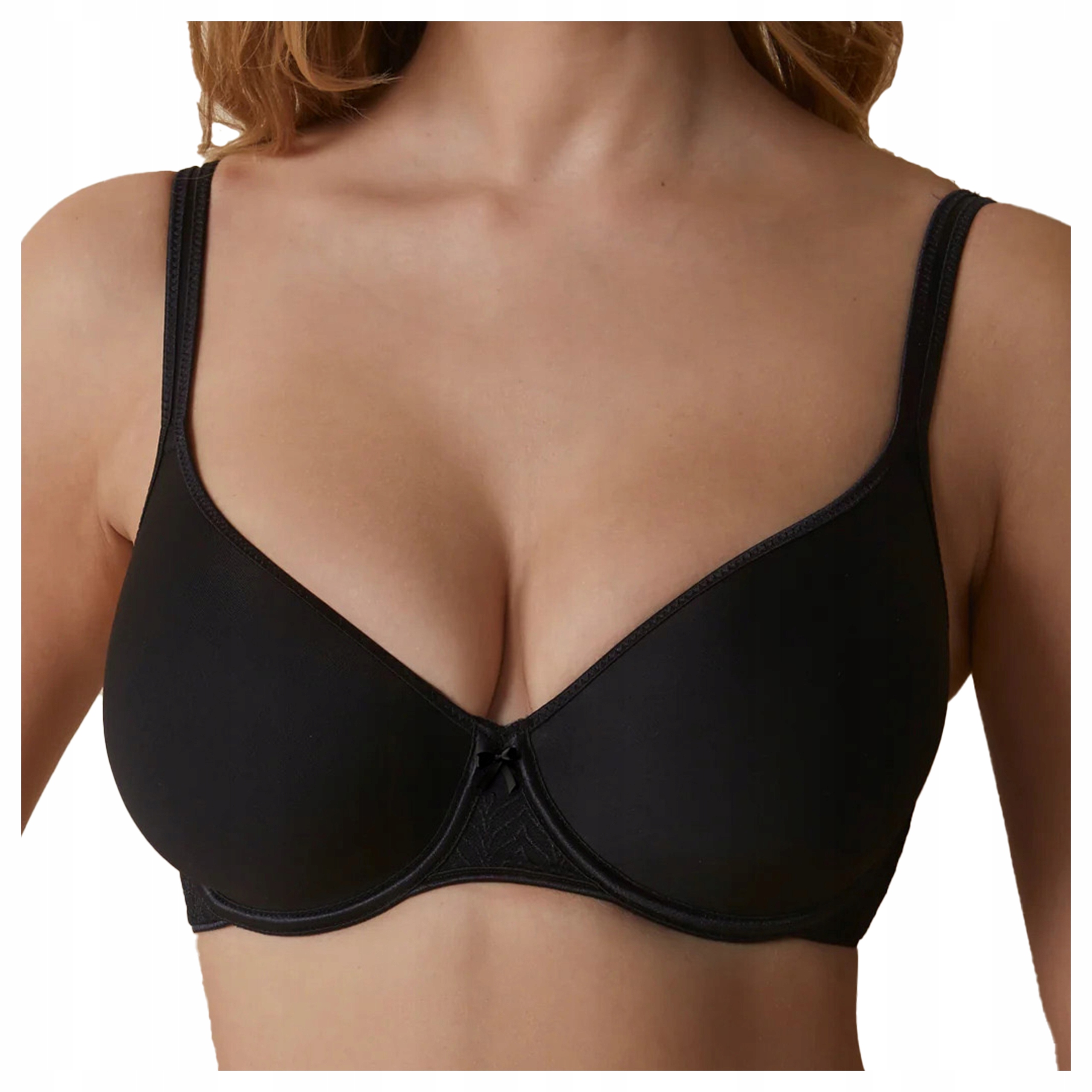 Lehká podprsenka s kosticemi, jemně vyztužená, Fabiola, černá, 75D