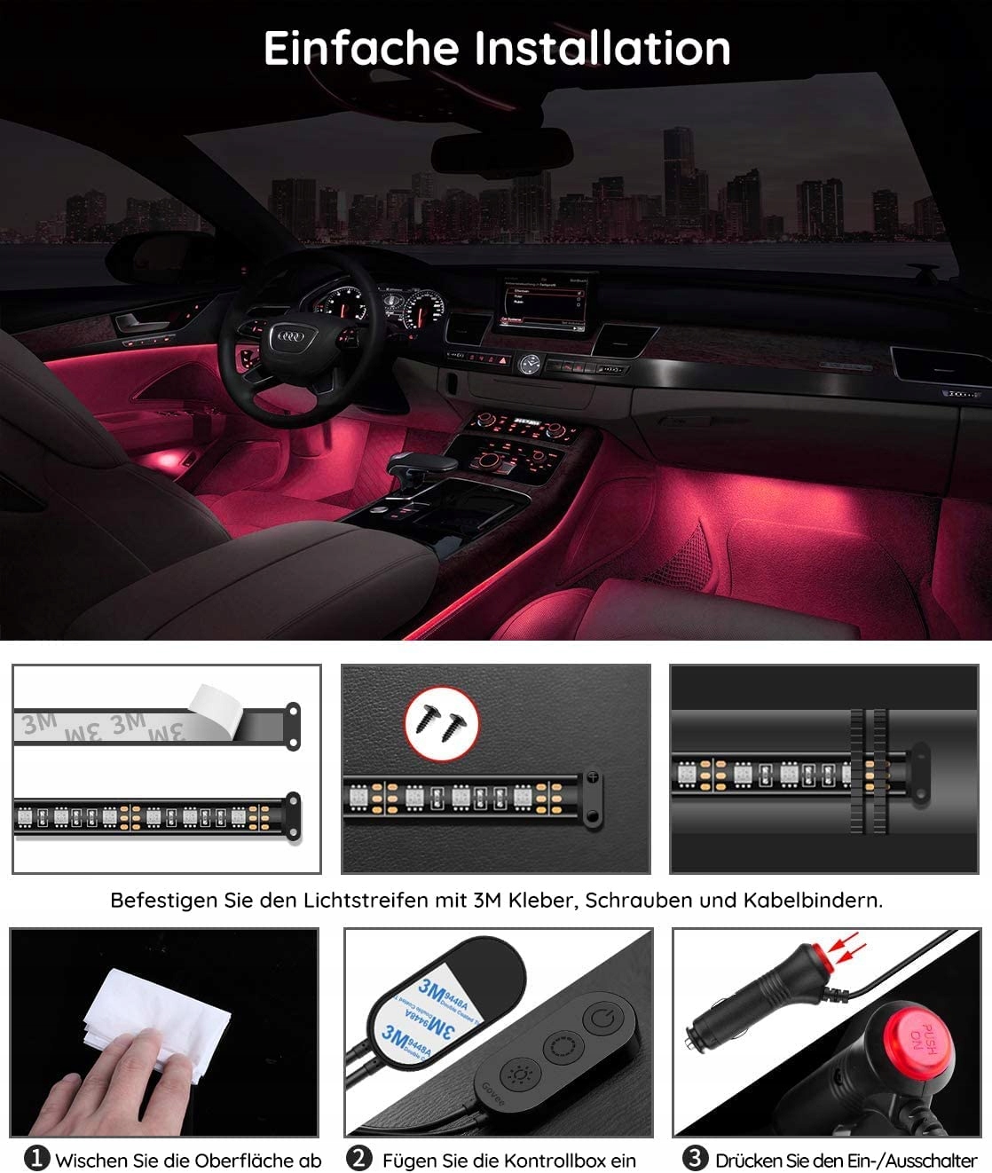 OŚWIETLENIE LED RGB WNĘTRZA AUTA KABINY PILOT EAN (GTIN) 750958519887