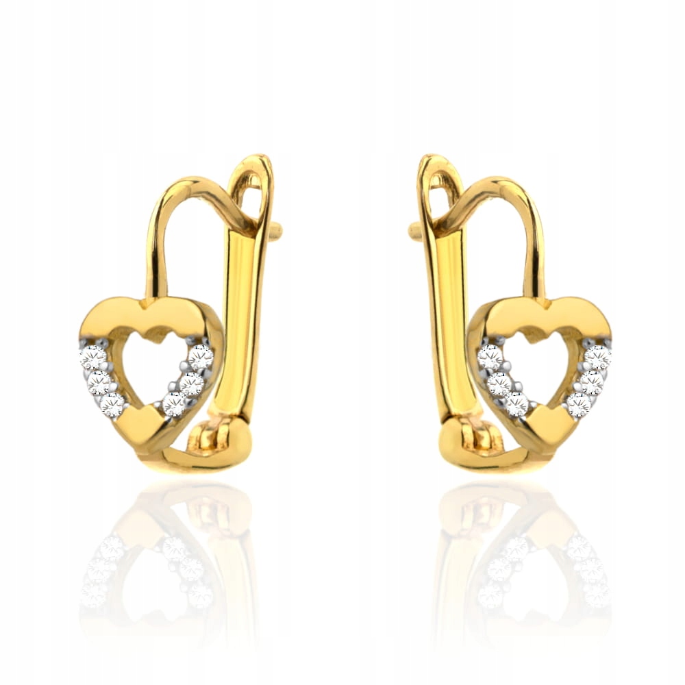 Zlaté Náušnice 585 se srdíčkem a zirkony po stranách jako dárek pro vaši snoubenku