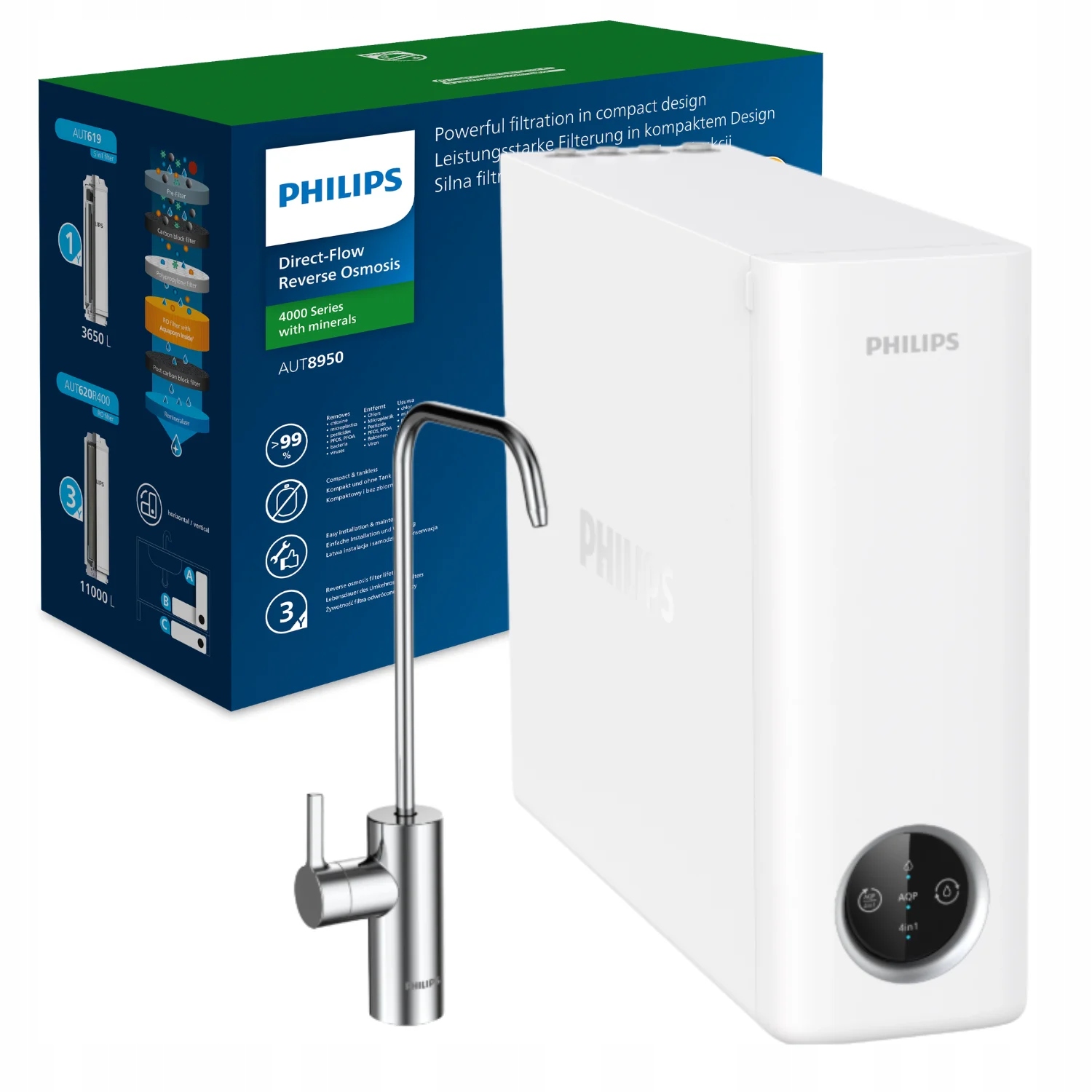 Filter na vodu Philips AUT8950/10 reverzná osmóza 1,1L/min 400GPD