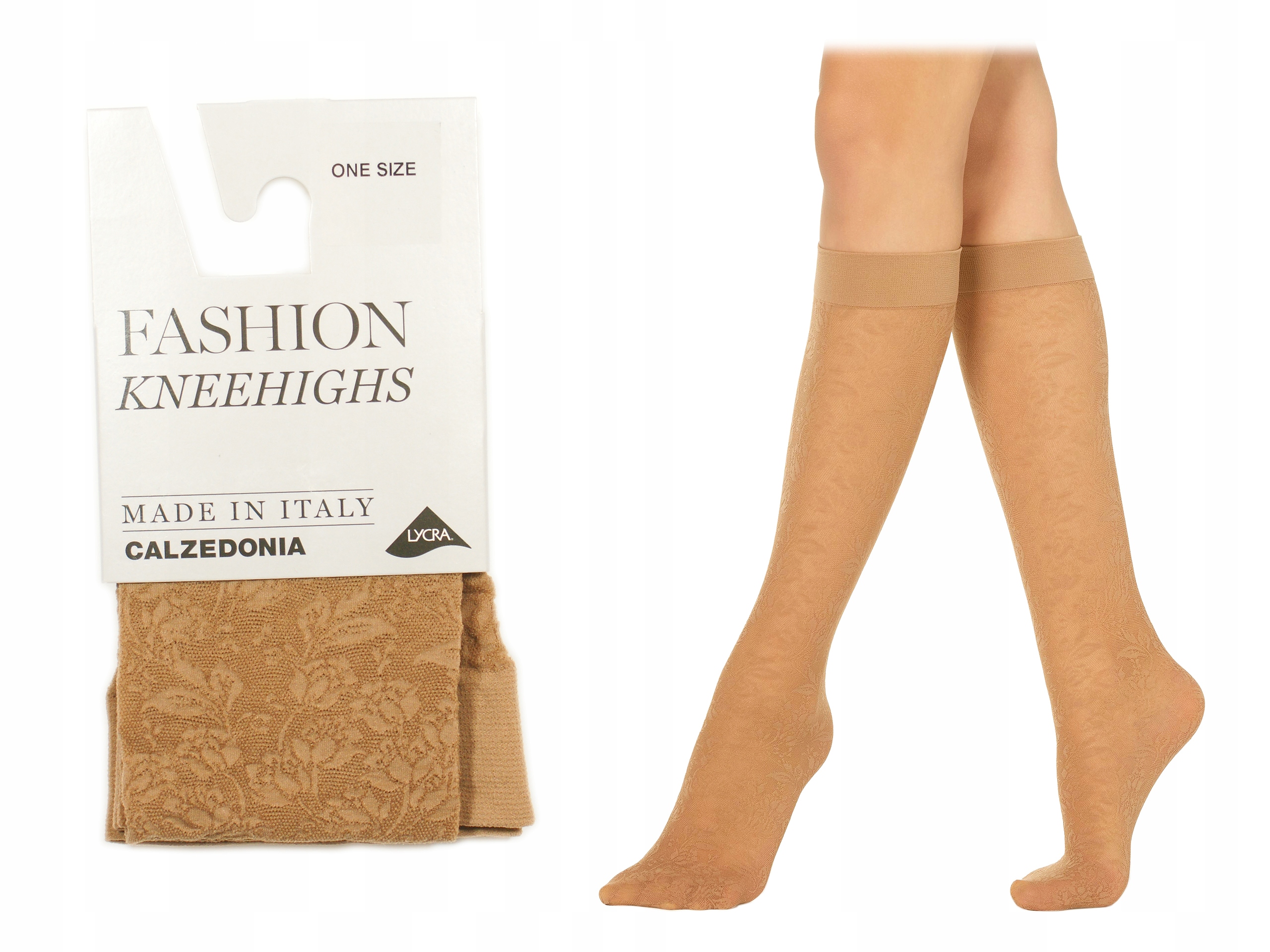 

Calzedonia podkolanówki beżowe kwiaty