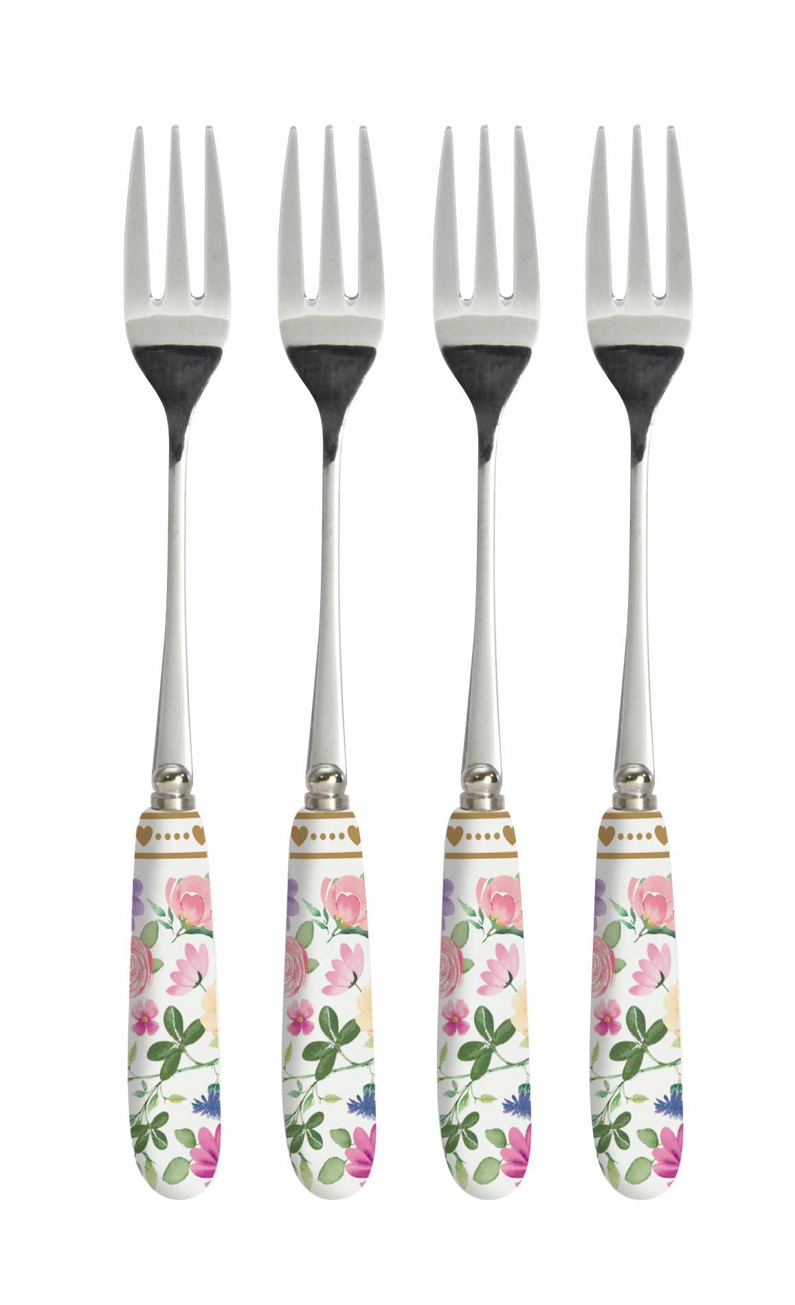 Sada 4 porcelánových vidliček na dort a květiny, vidlička na vidličku