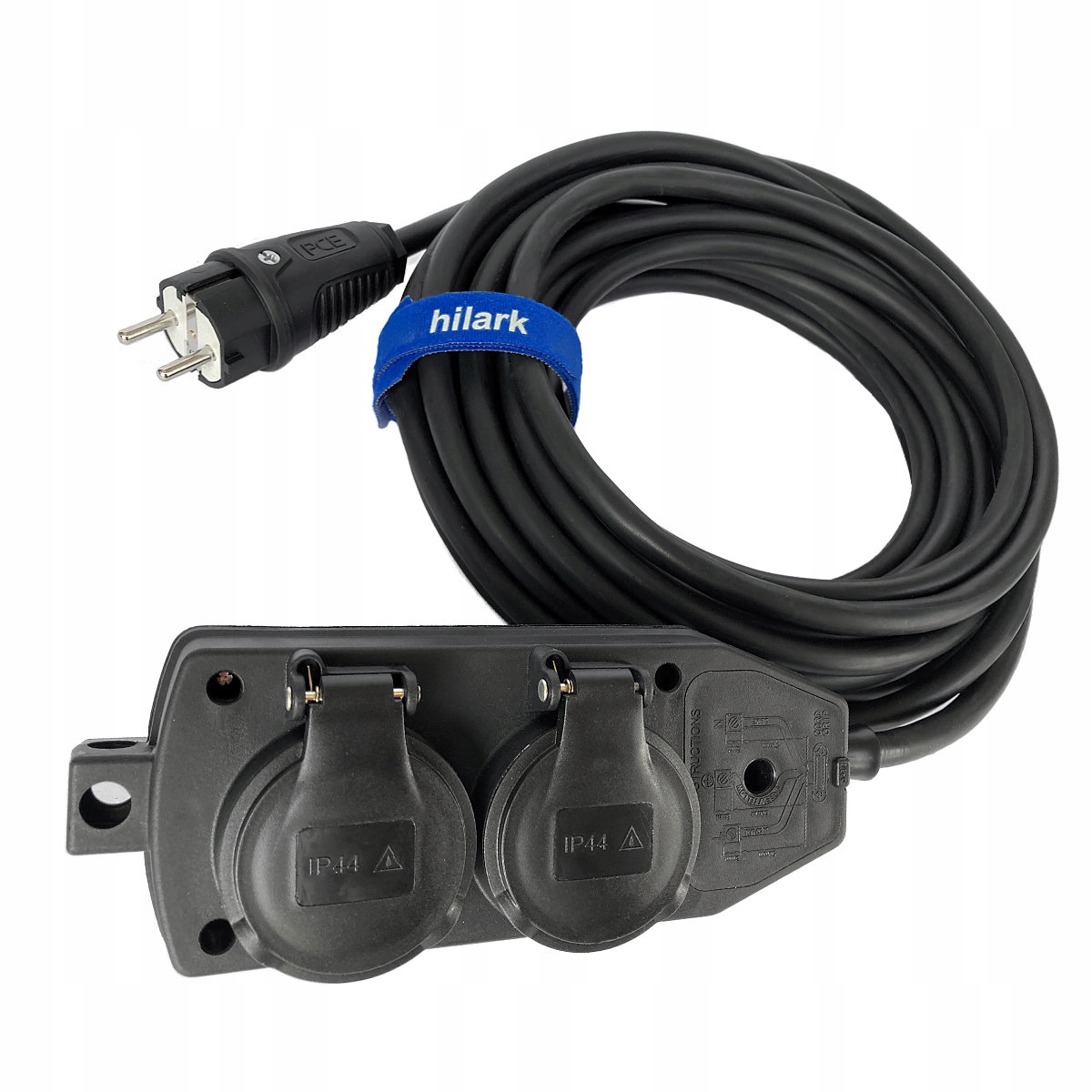 Przedłużacz Owy H05VV-F 3x2,5 5m z rozgałęźnikiem czarnym 4 gniazda IP44-Zdjęcie-0