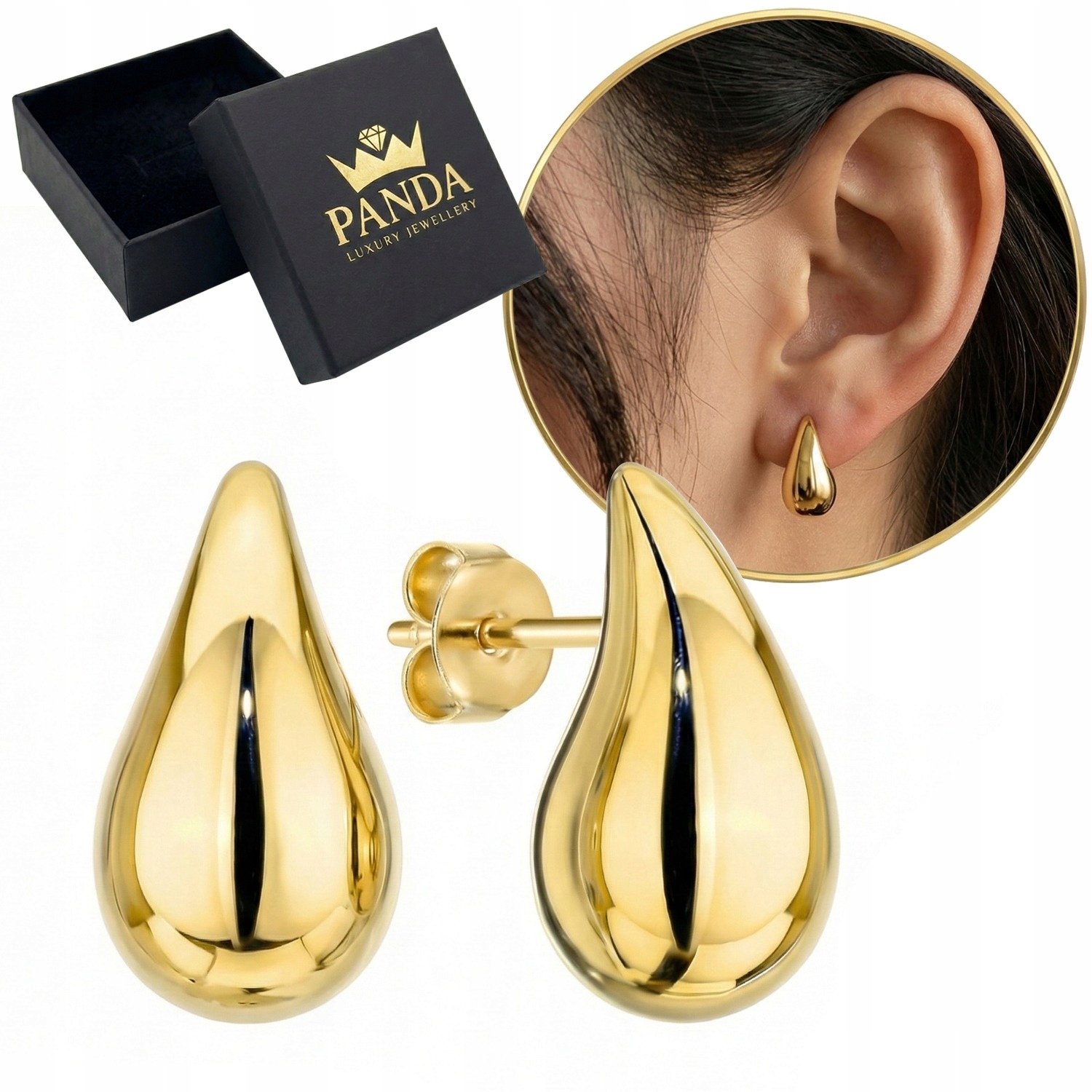 Zlaté Náušnice Ryzost 585 Hladké slzy Tužka Kapky Dárek Pro Ni