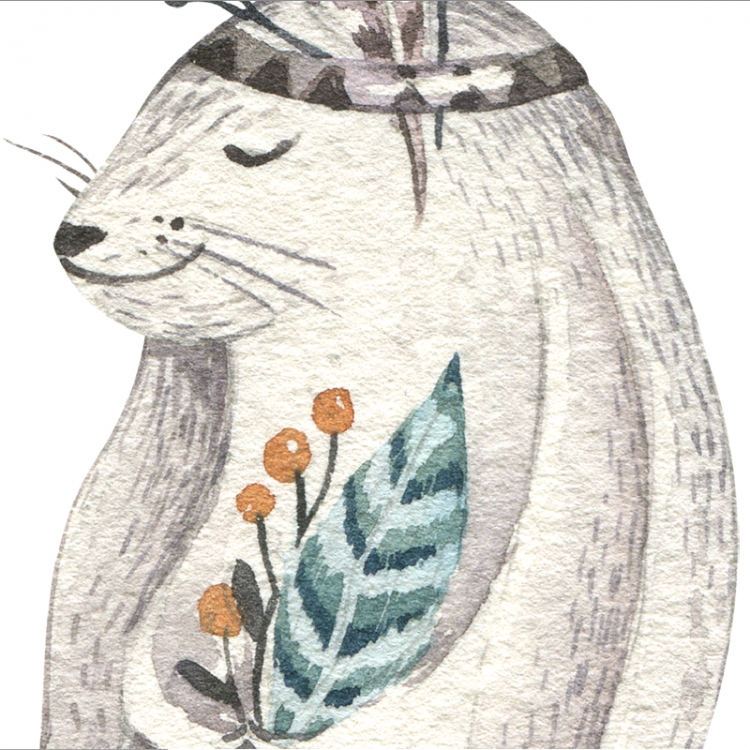 NAKLEJKA NA ŚCIANĘ ZAJĄC KRÓLIK PIÓRA BOHO OZDOBA Marka YokoDesign