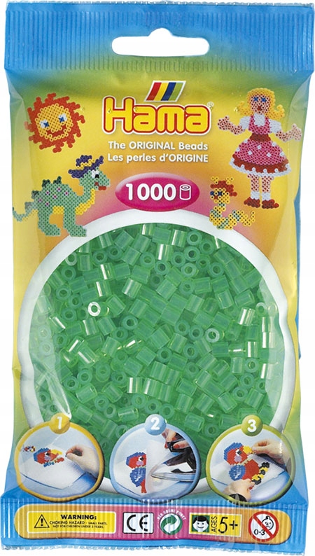 

Koraliki Zielone transparentne 1000 szt. Hama 16