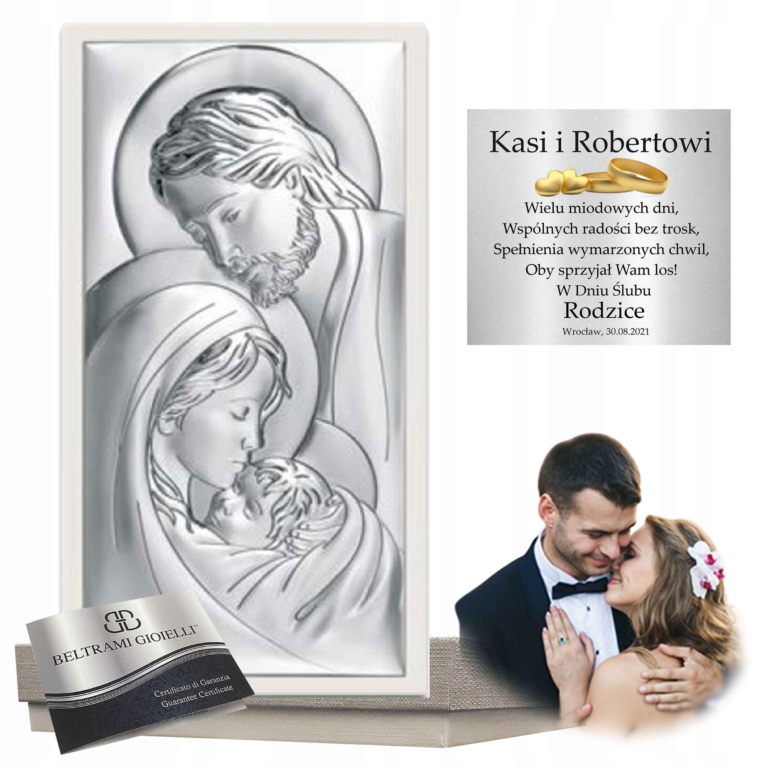 Obrázek Svaté rodiny Stříbrný obrázek Svatba svatby Dárek