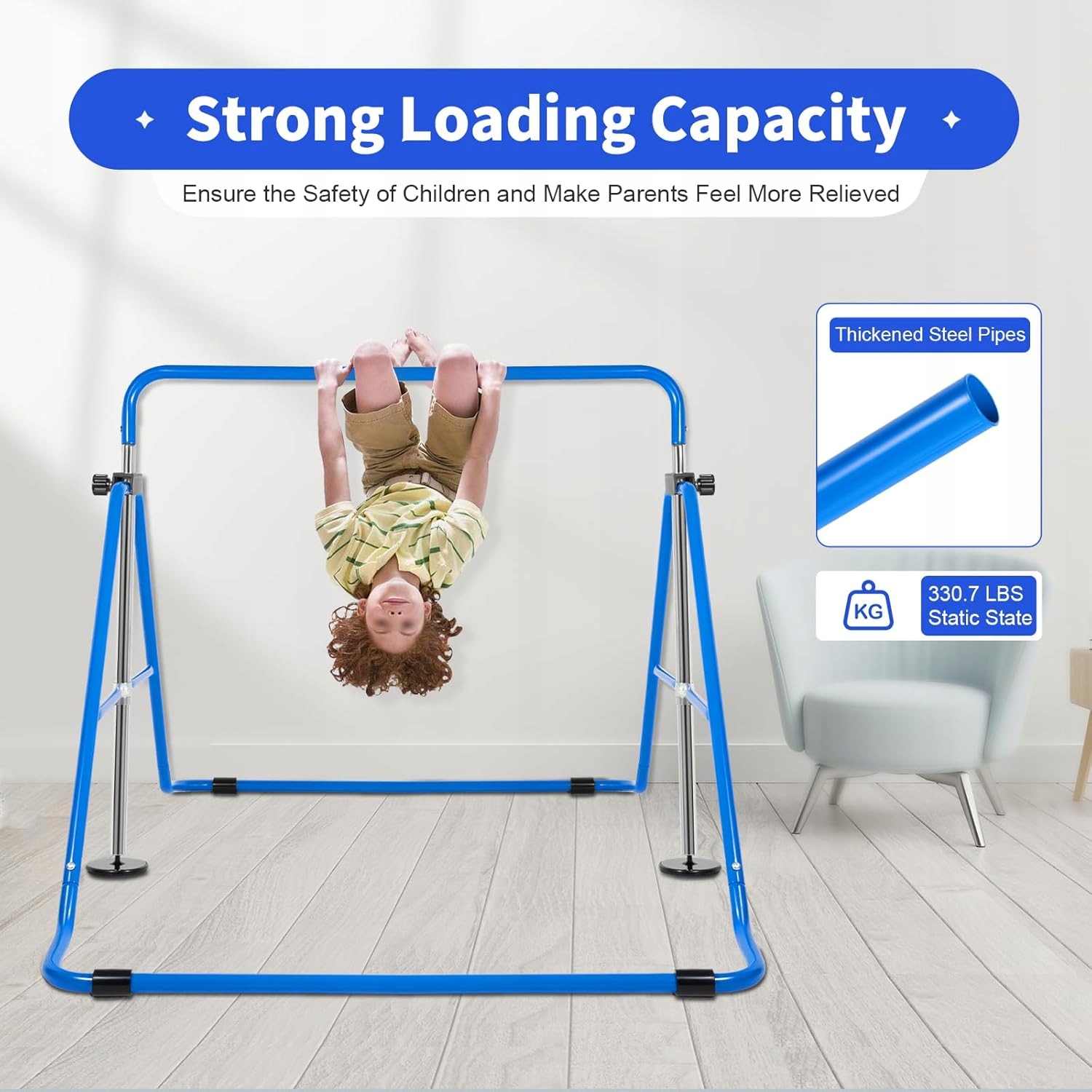 Drążek gimnastyczny dla dzieci Dobests regulowany składany stabilny 3–7 lat