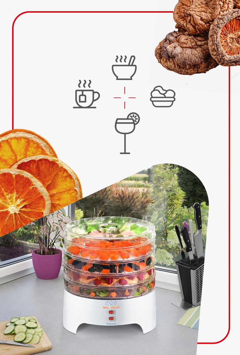 SUSZARKA DO GRZYBÓW OWOCÓW WARZYW ZIÓŁ NIEWIADÓW 500W PRODUKOWANA W POLSCE Kod producenta 970.02.PS-500W