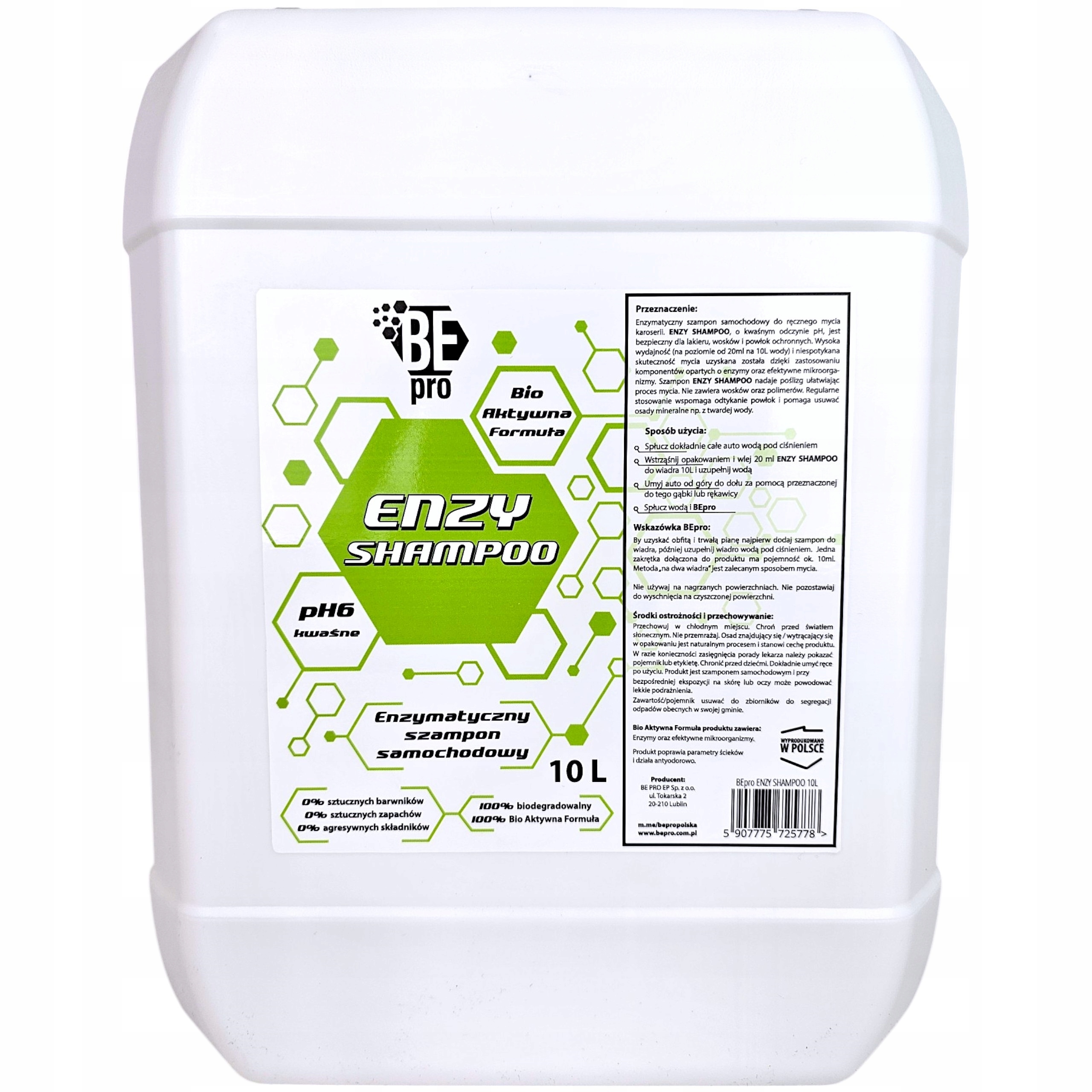 Šampon Enzymatický, biologicky rozložitelný, 10 l