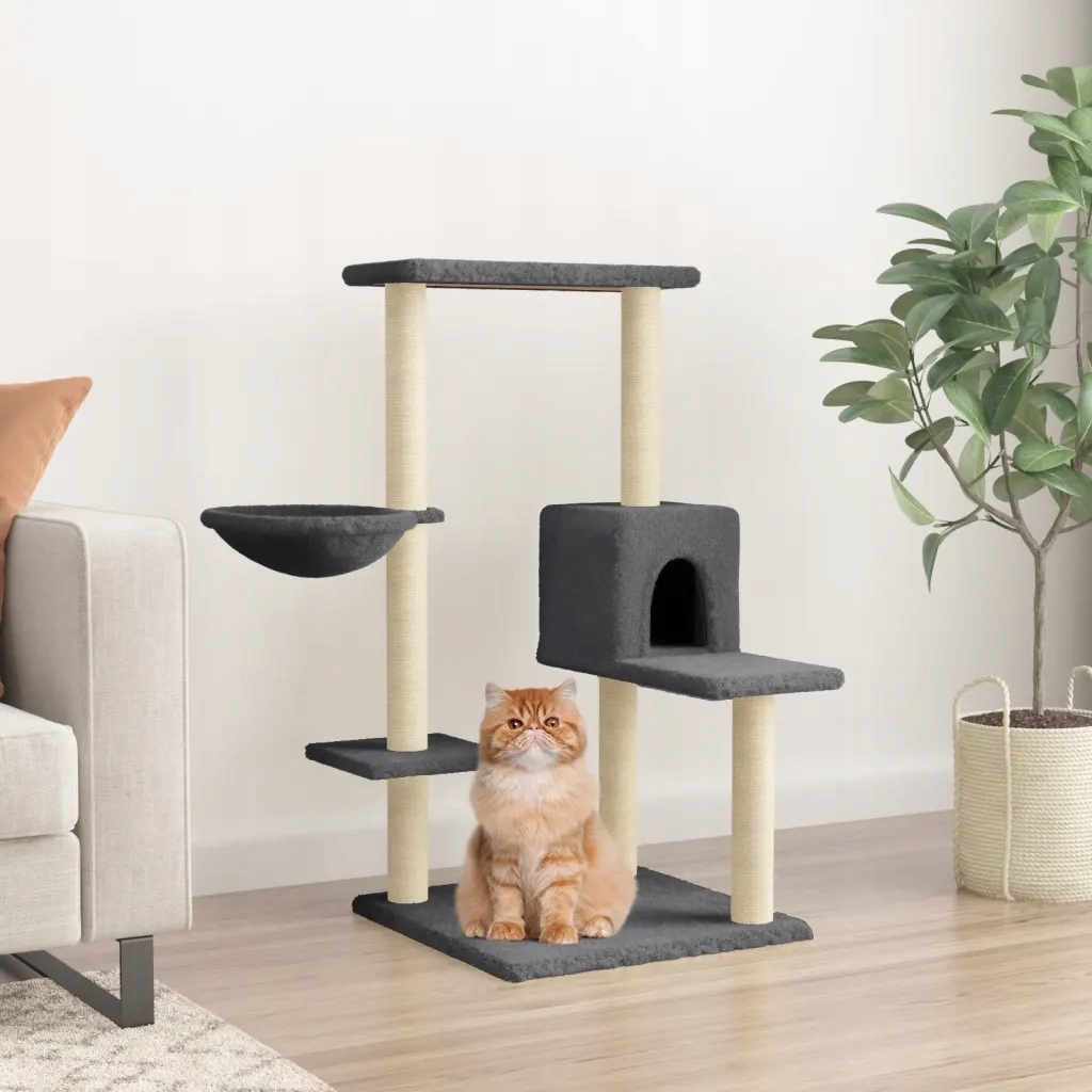 Levně Petrashop Škrabadlo pro kočky se sisalovými sloupky tmavě šedé 95 cm Šedá