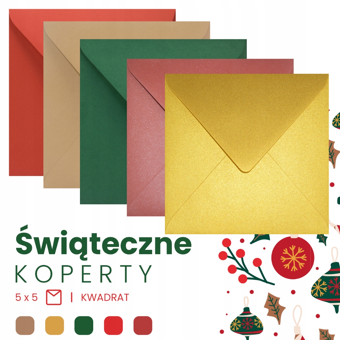 

Koperty kwadratowe kolorowe mix Święta 25szt.