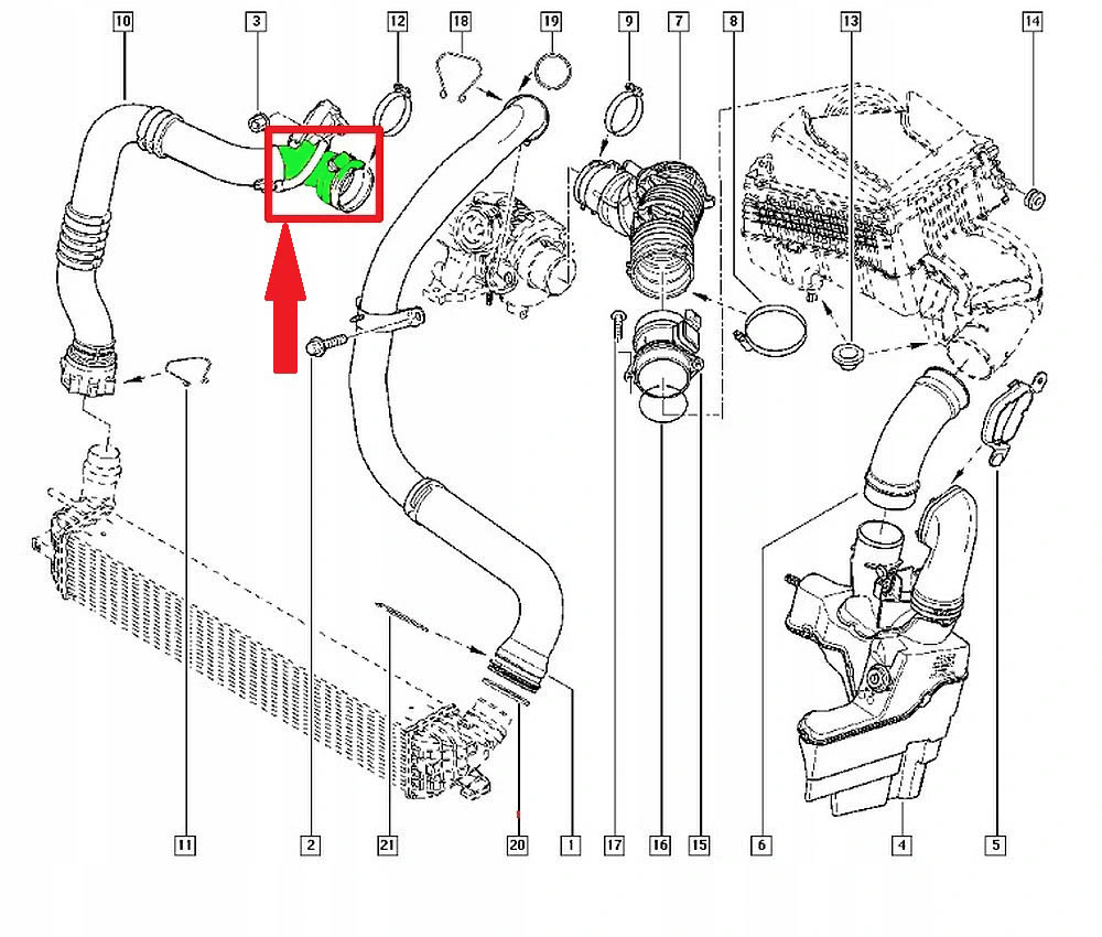 RURA WAZ INTERCOOLERA RENAULT LAGUNA III 2 0 dCi Engine Type Diesel
