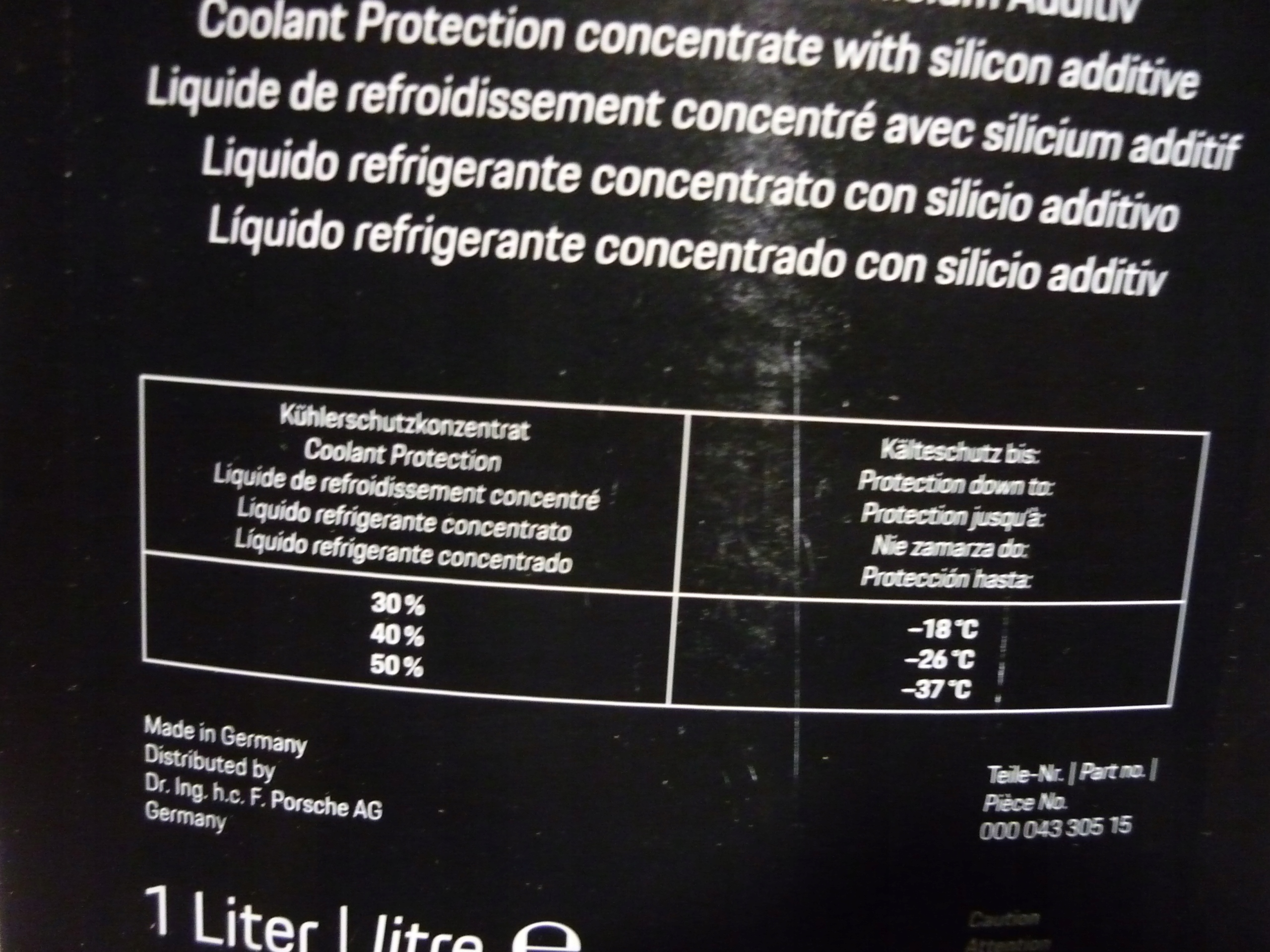 PORSCHE KONCENTRAT PŁYN CHŁODNICZY 00004330515 Numer katalogowy części 00004330515