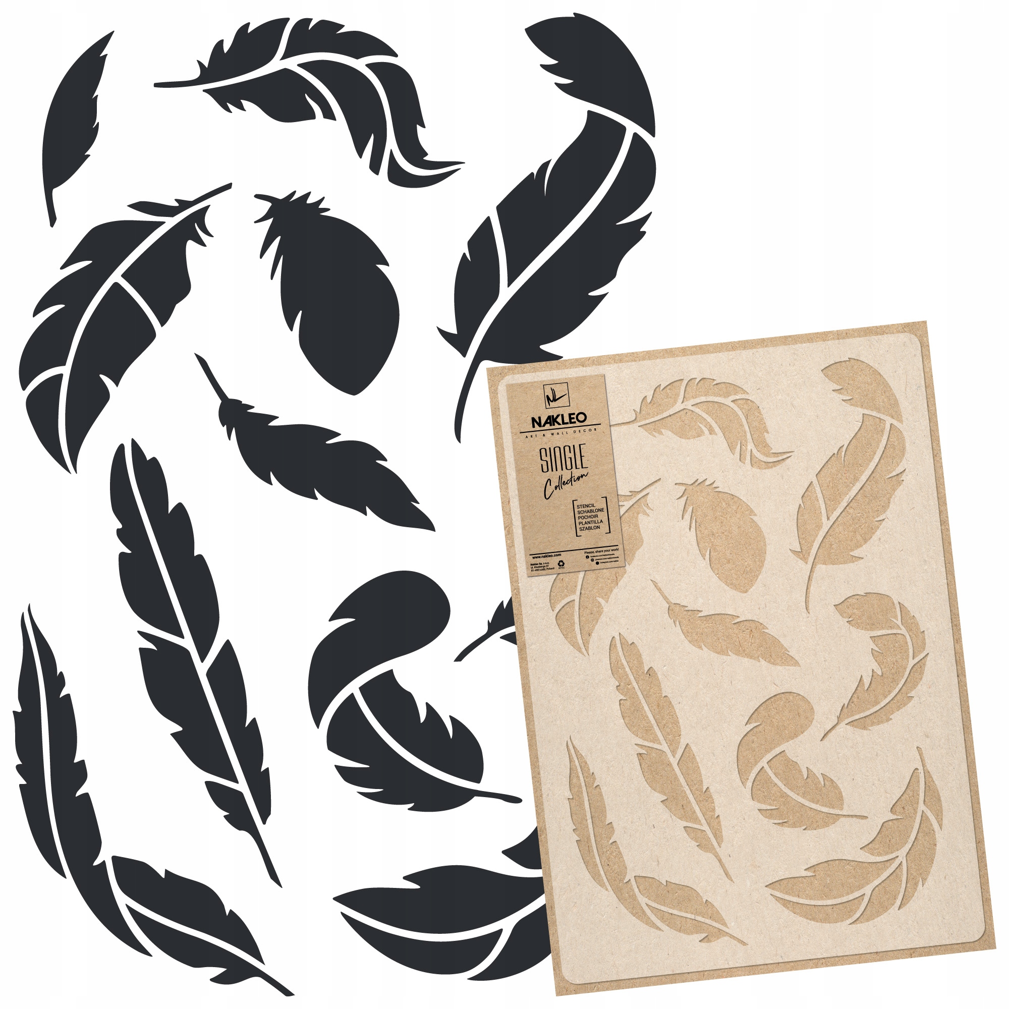 Malířská šablona Vícenásobná L 59x95 cm Ptáci Zvířecí pero Ptačí Pera