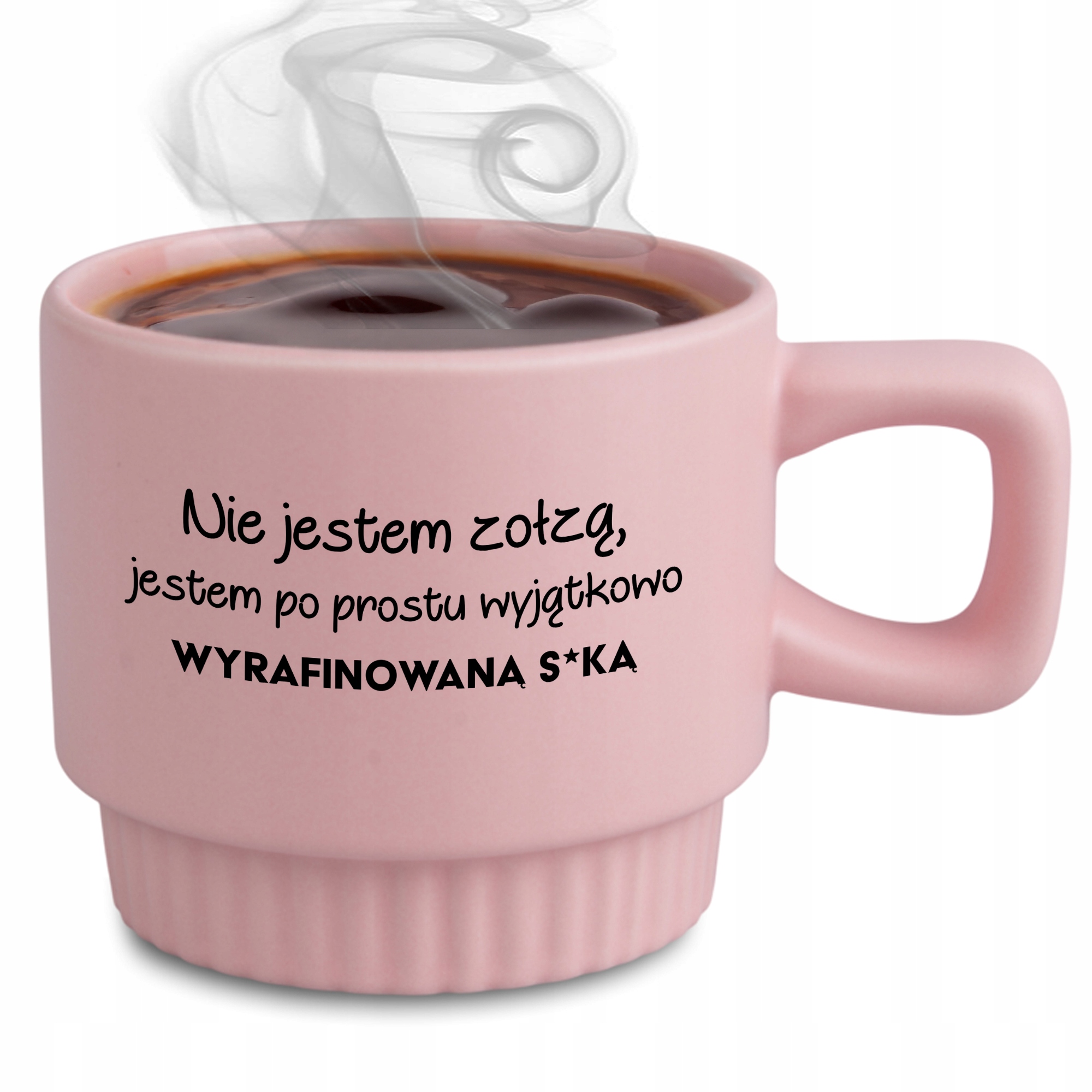 Ryflovaný hrnček Ružový Nie Som Žltá, Som S*ka Pre Priateľku