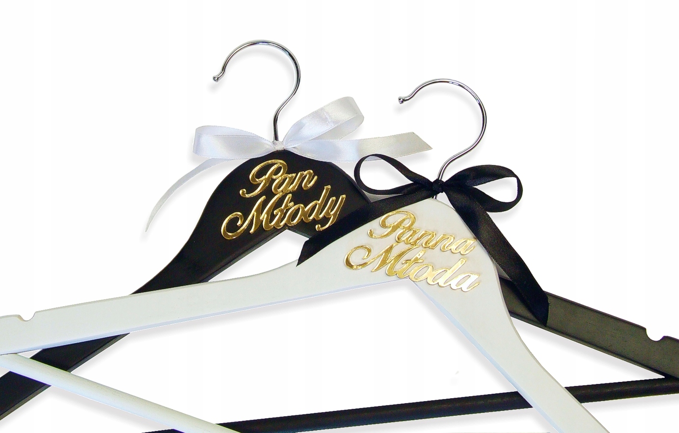 Wieszaki ślubne ślub wesele Panna Młoda Pan Młody napis złote lustro Marka inna