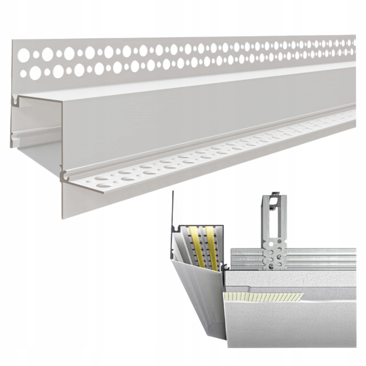 PROFIL LED CIENIOWY DYSTANSOWY DO PŁYT GK WPUST PRZYŚCIENNY 2M