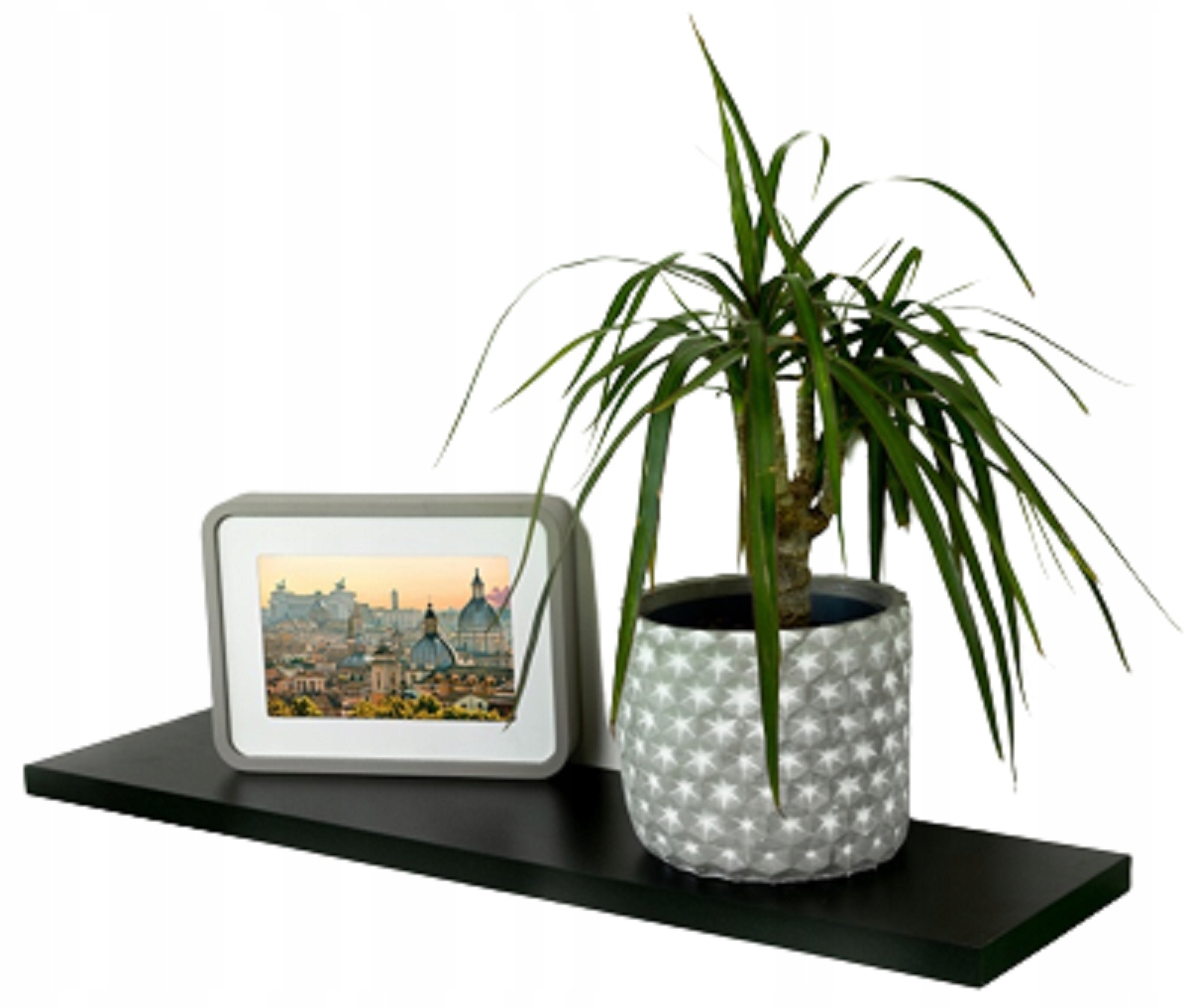 

Półka Ścienna Wisząca Czarna 60CM Regał Montaż